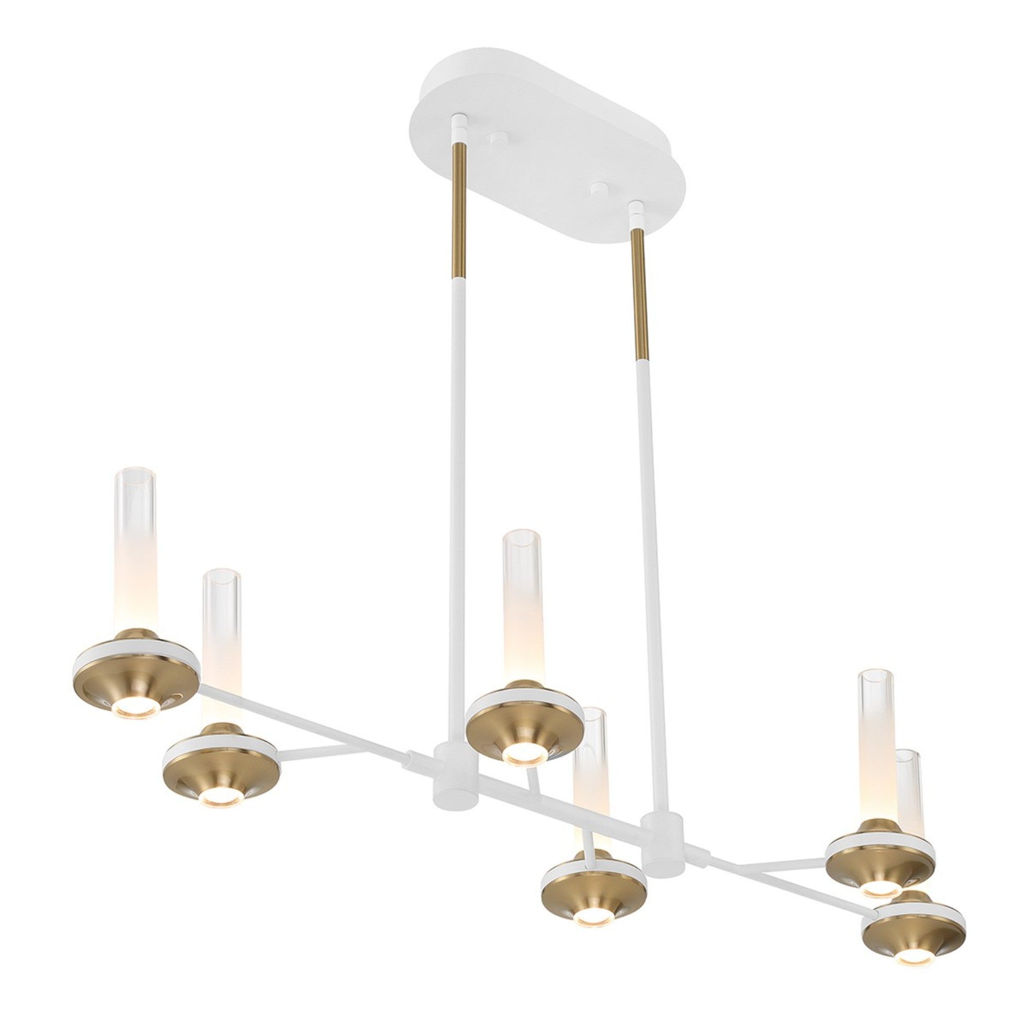 Torcia 6-Light 31" LED Chandelier, White Finish - Bees Lighting