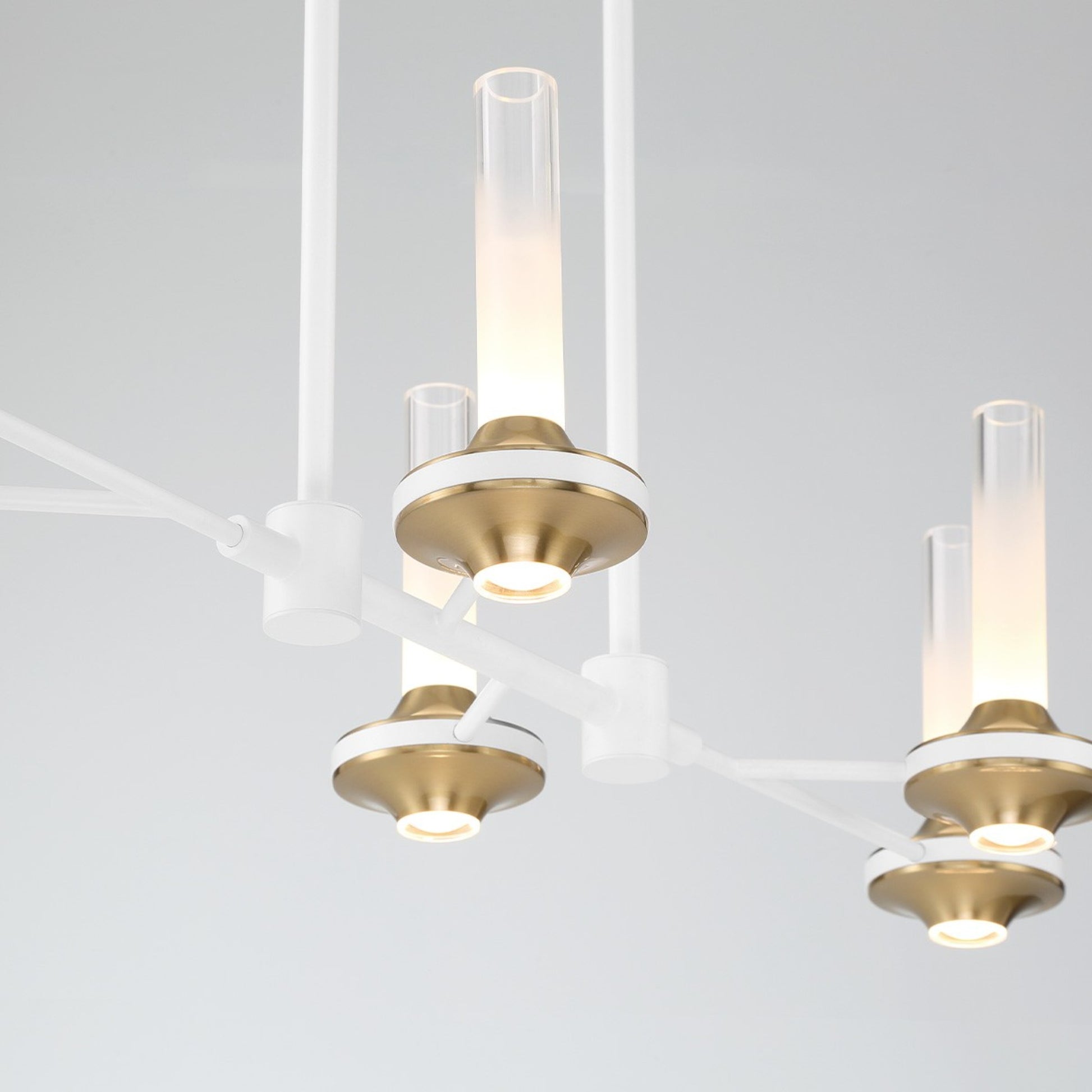 Torcia 6-Light 31" LED Chandelier, White Finish - Bees Lighting