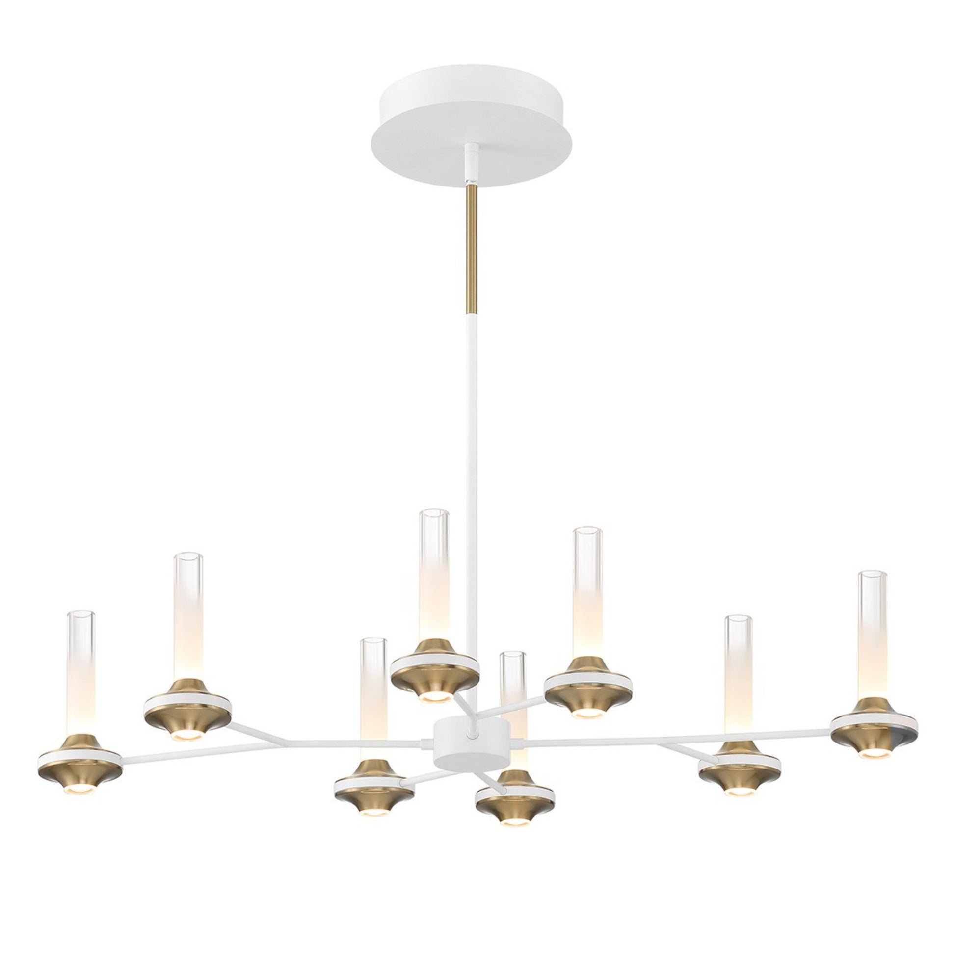 Torcia 8-Light 36" LED Linear Chandelier, White Finish - Bees Lighting