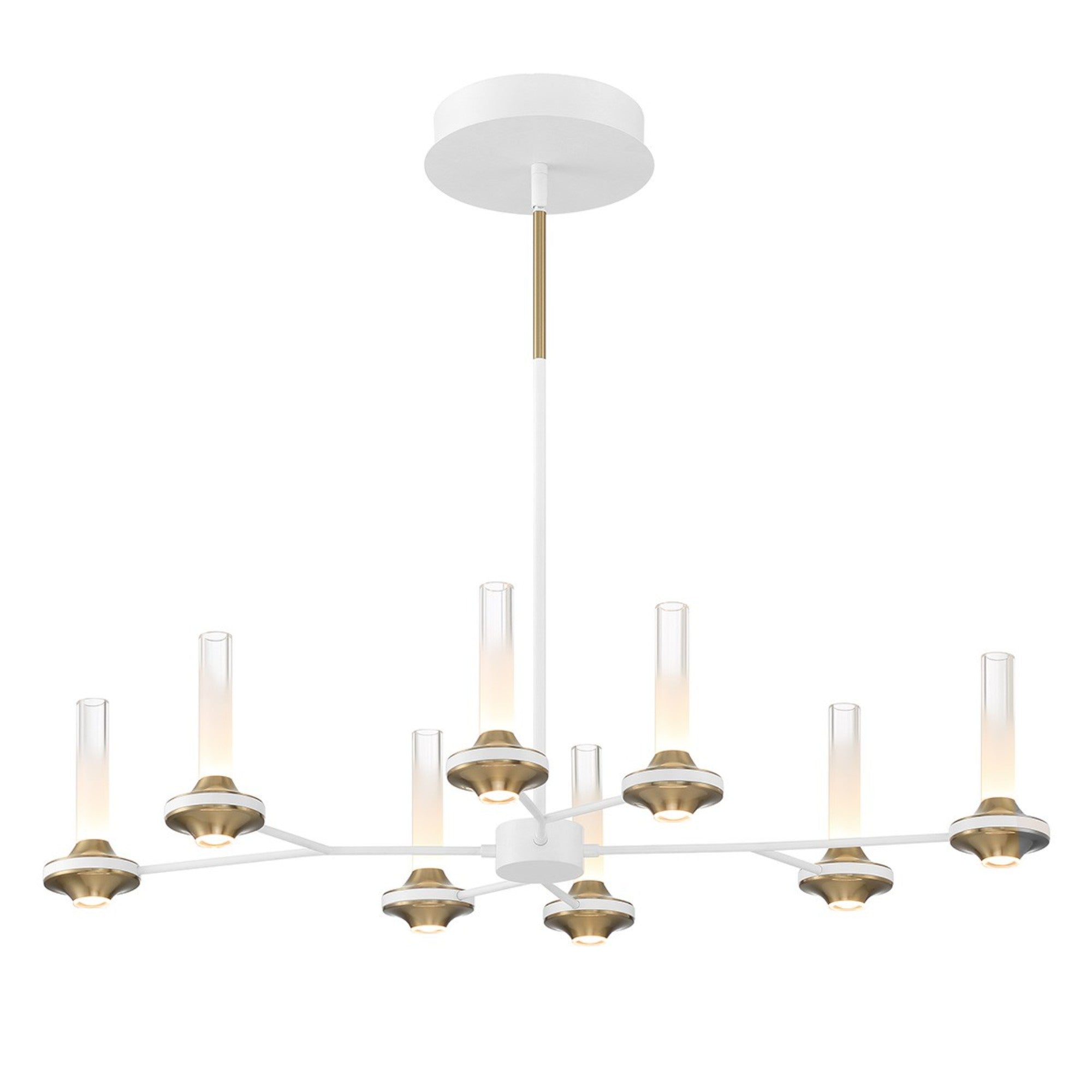 Torcia 8-Light 36" LED Linear Chandelier, White Finish - Bees Lighting