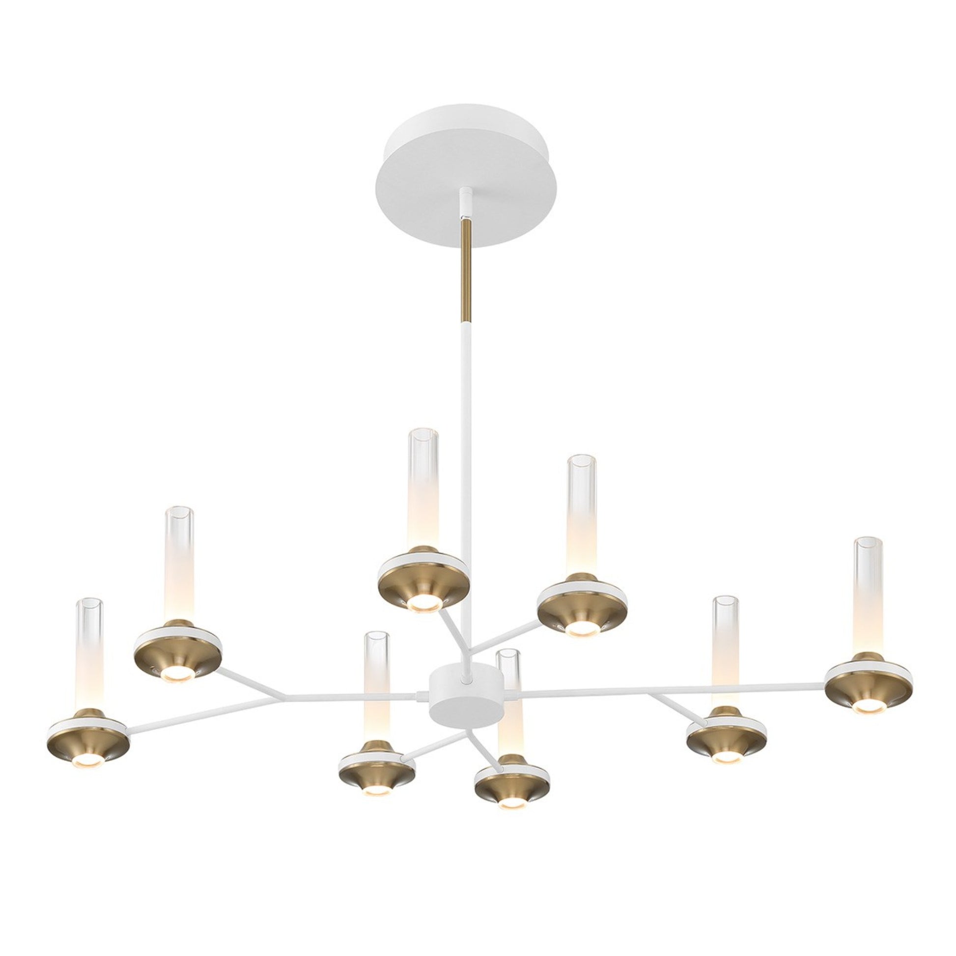 Torcia 8-Light 36" LED Linear Chandelier, White Finish - Bees Lighting