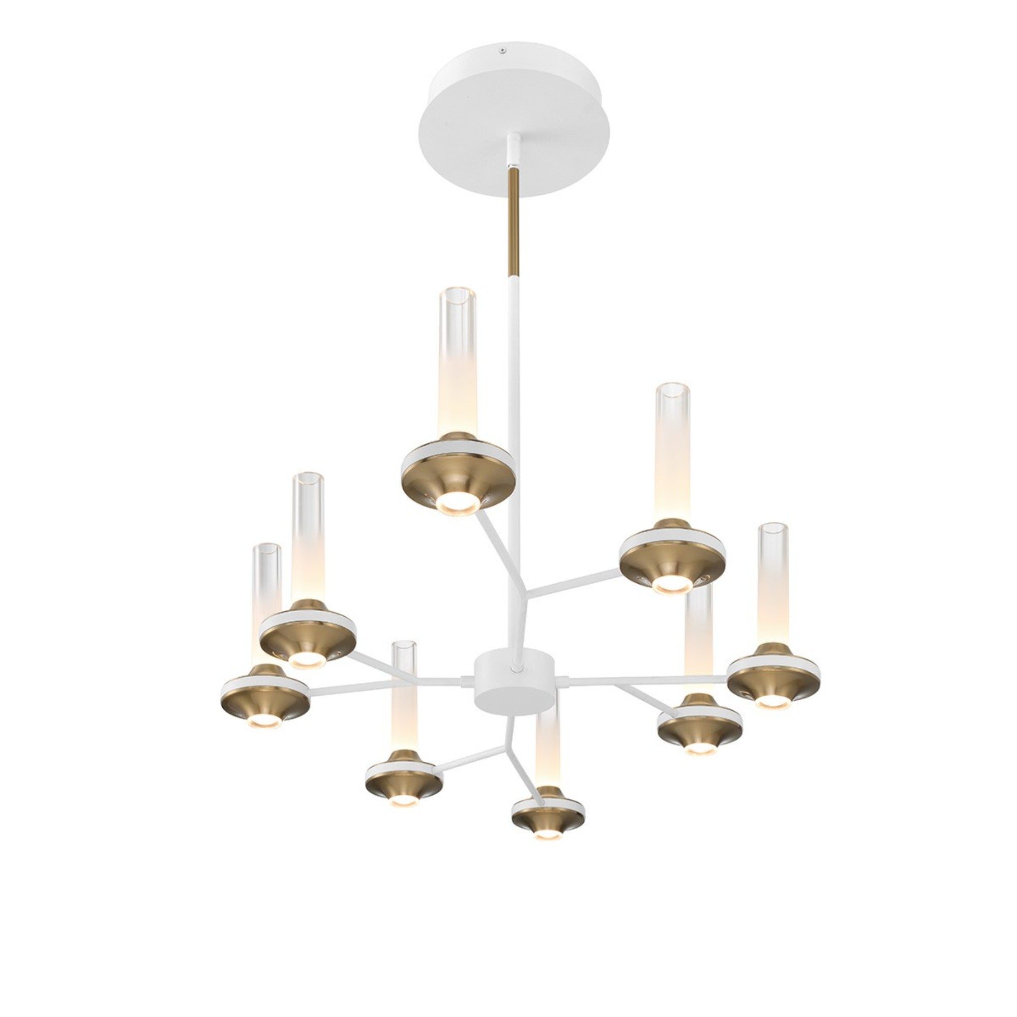 Torcia 8-Light 36" LED Linear Chandelier, White Finish - Bees Lighting