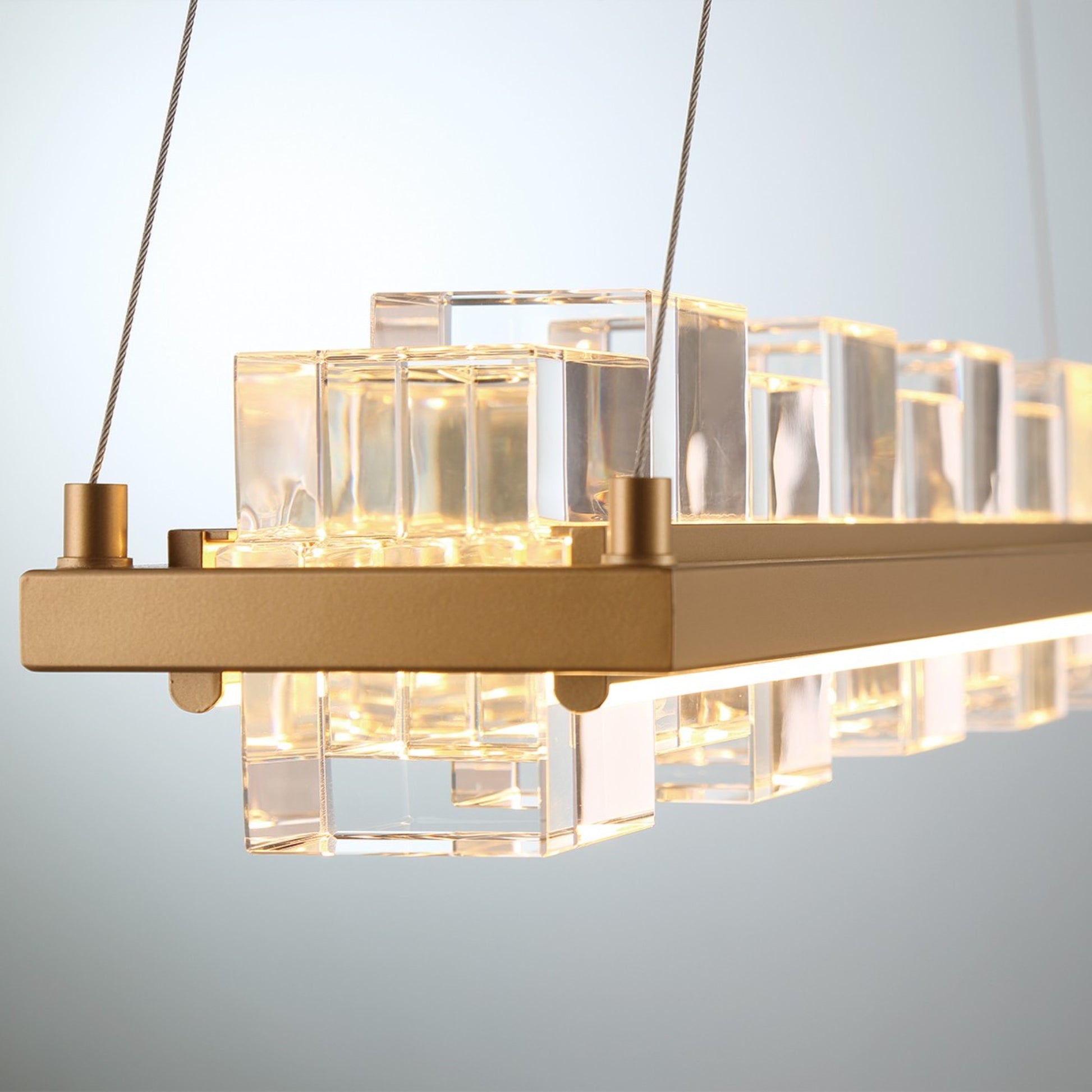 Bruco 35" LED Linear Chandelier, Gold Finish - Bees Lighting