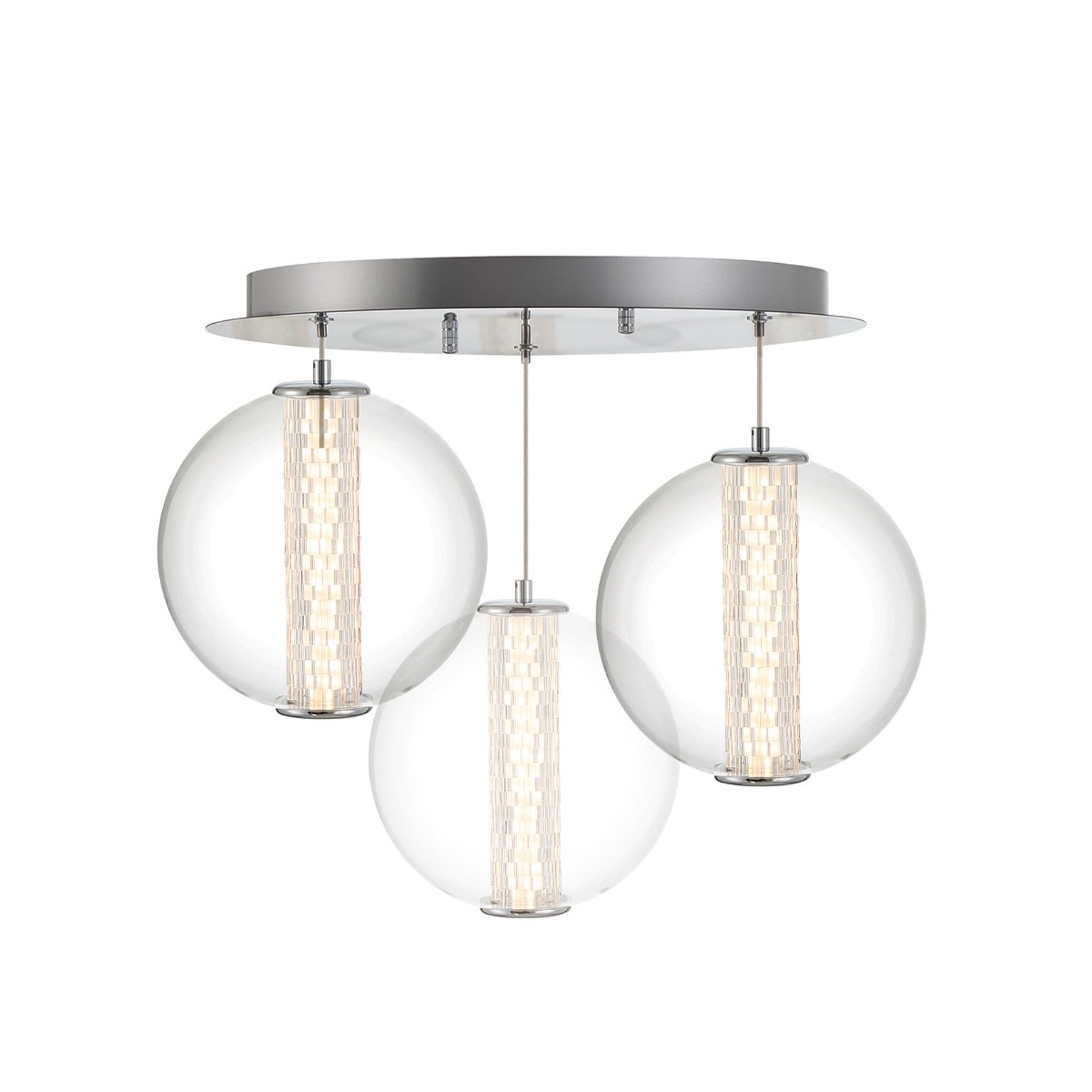 Atomo 3-Light 21" LED Pendant, Chrome Finish - Bees Lighting