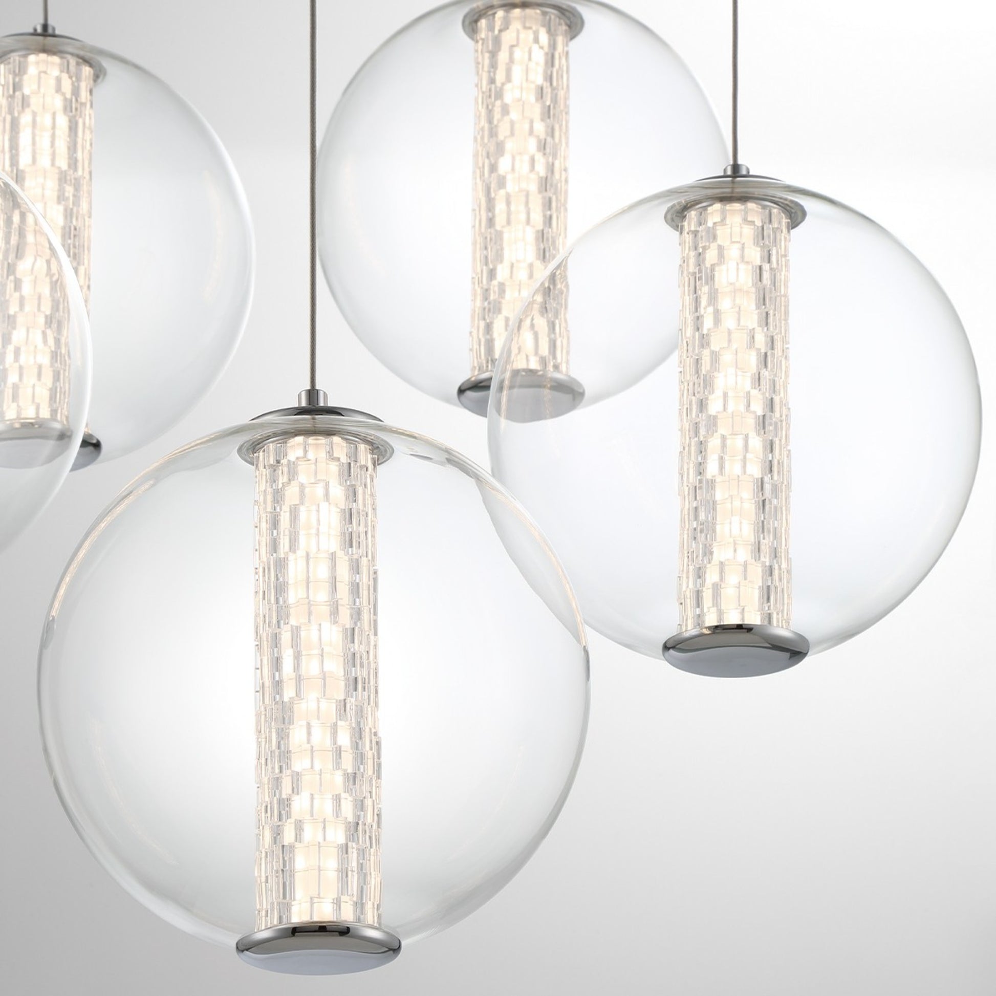 Atomo 5-Light 26" LED Pendant, Chrome Finish - Bees Lighting