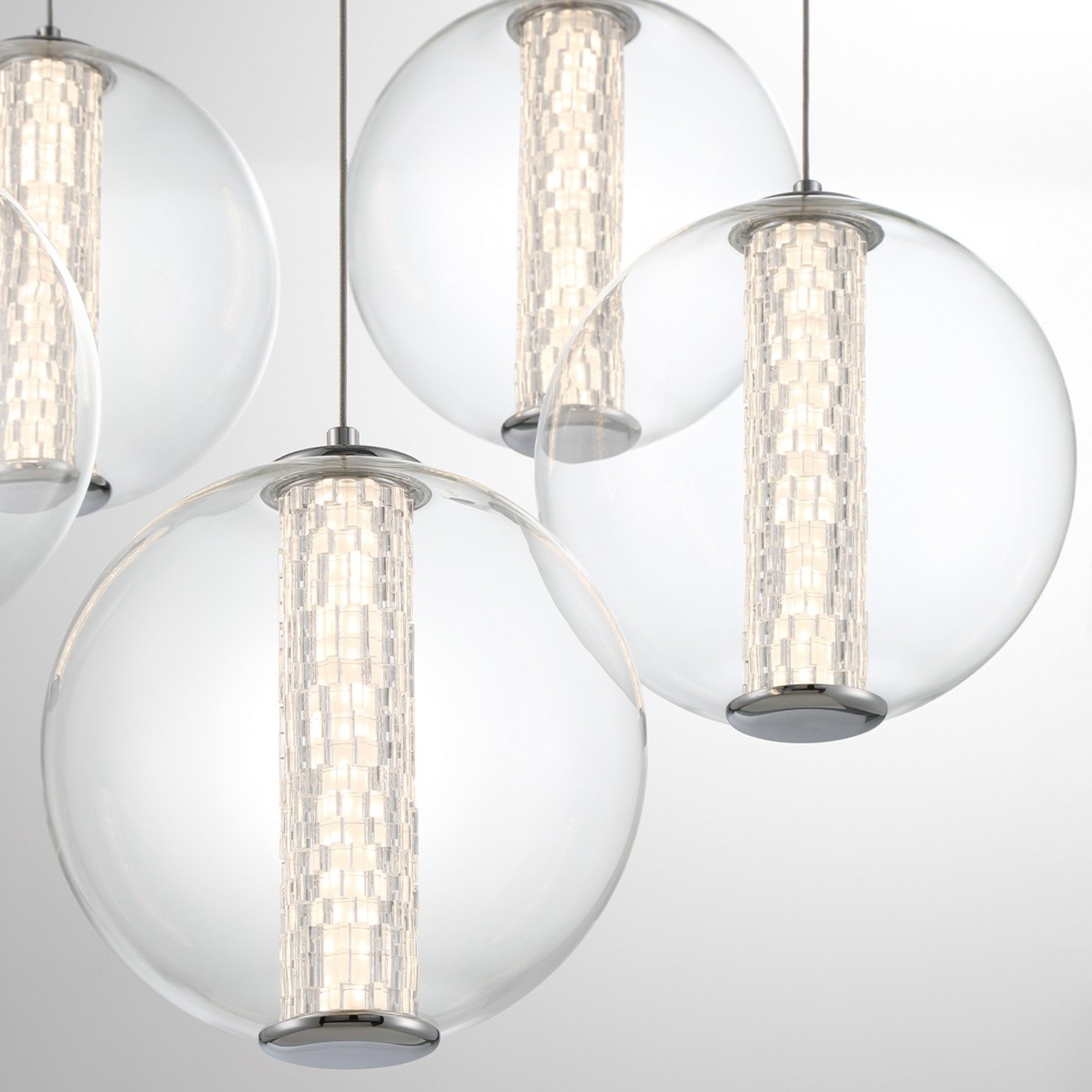 Atomo 5-Light 26" LED Pendant, Chrome Finish - Bees Lighting