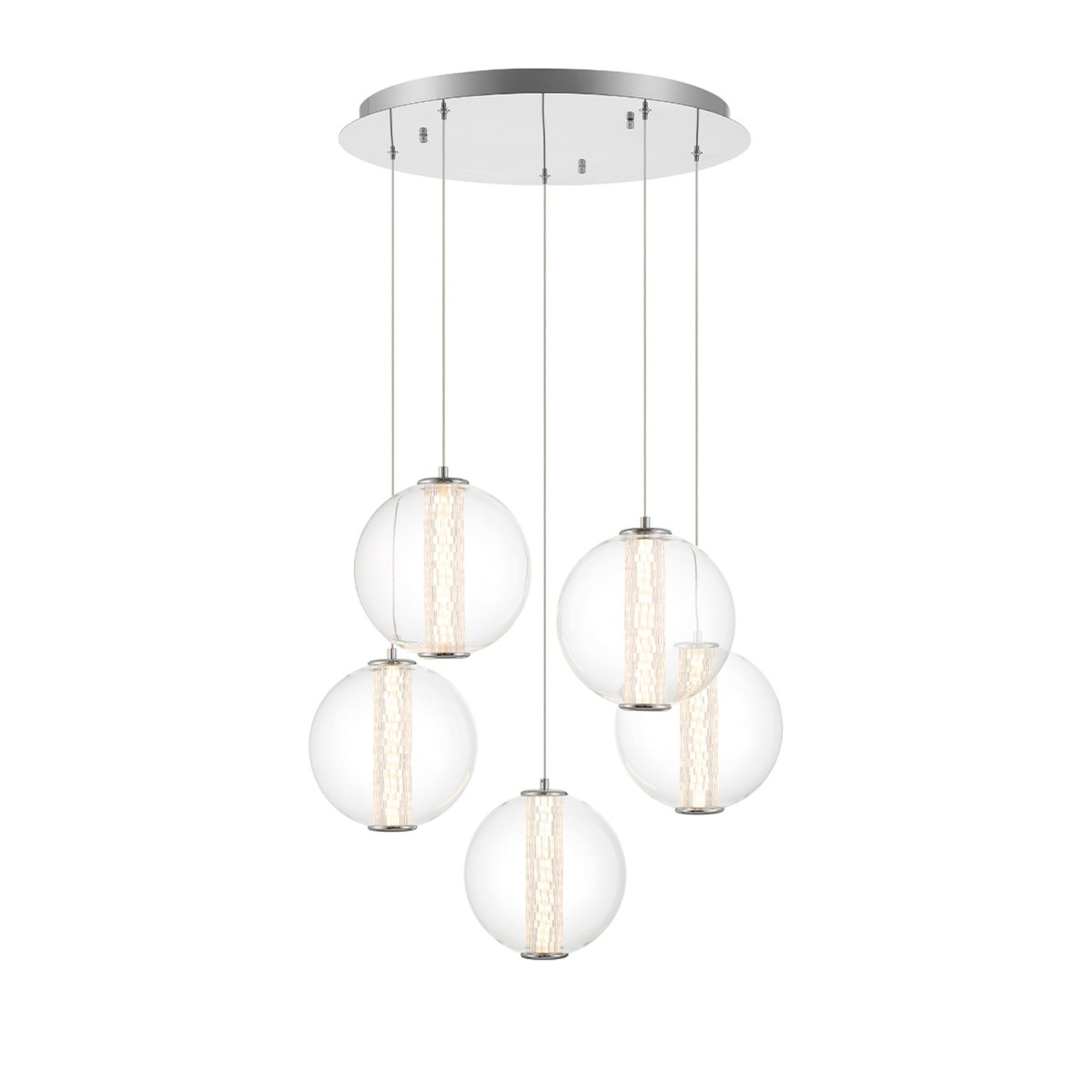 Atomo 5-Light 26" LED Pendant, Chrome Finish - Bees Lighting