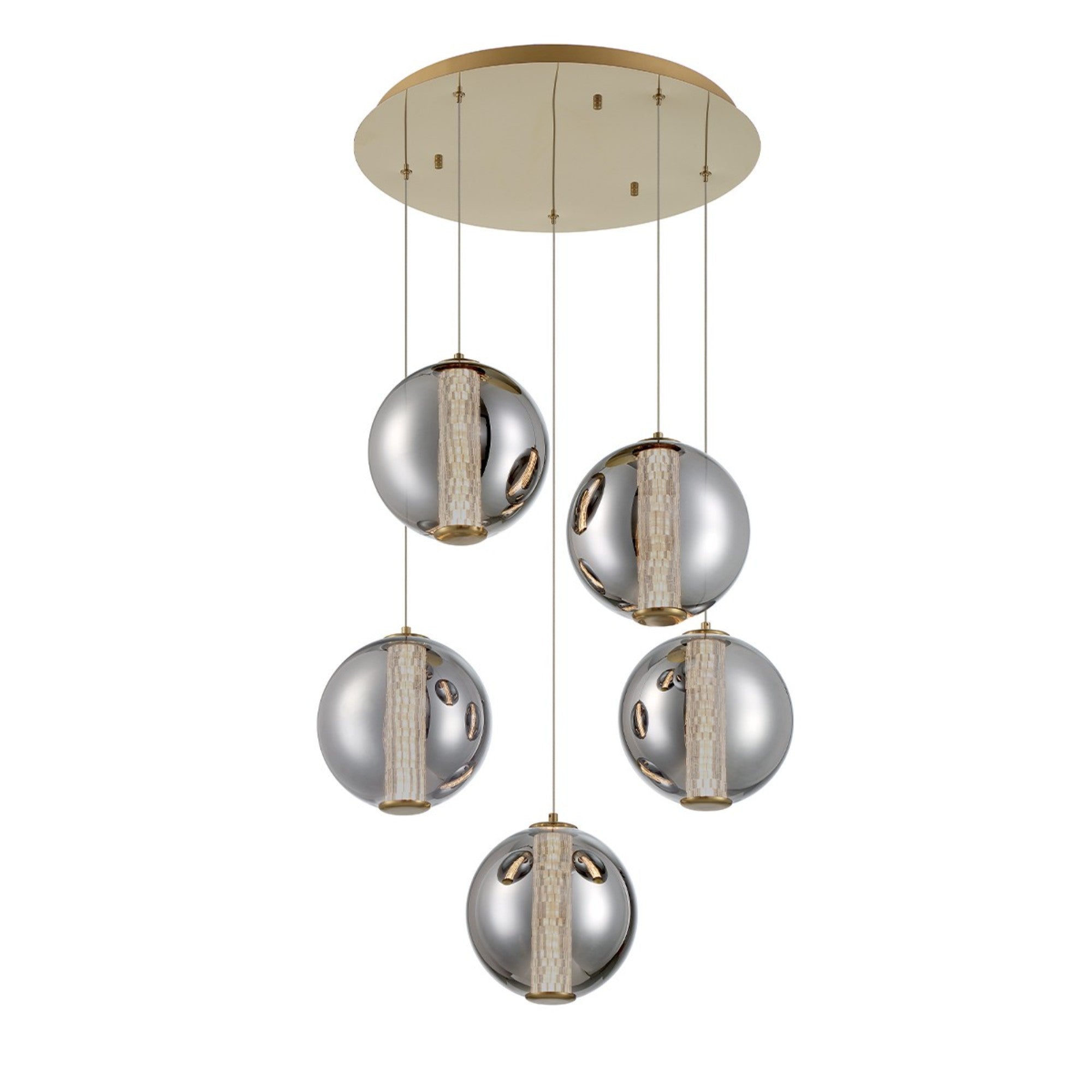 Atomo 5-Light 26" LED Pendant, Gold Finish - Bees Lighting