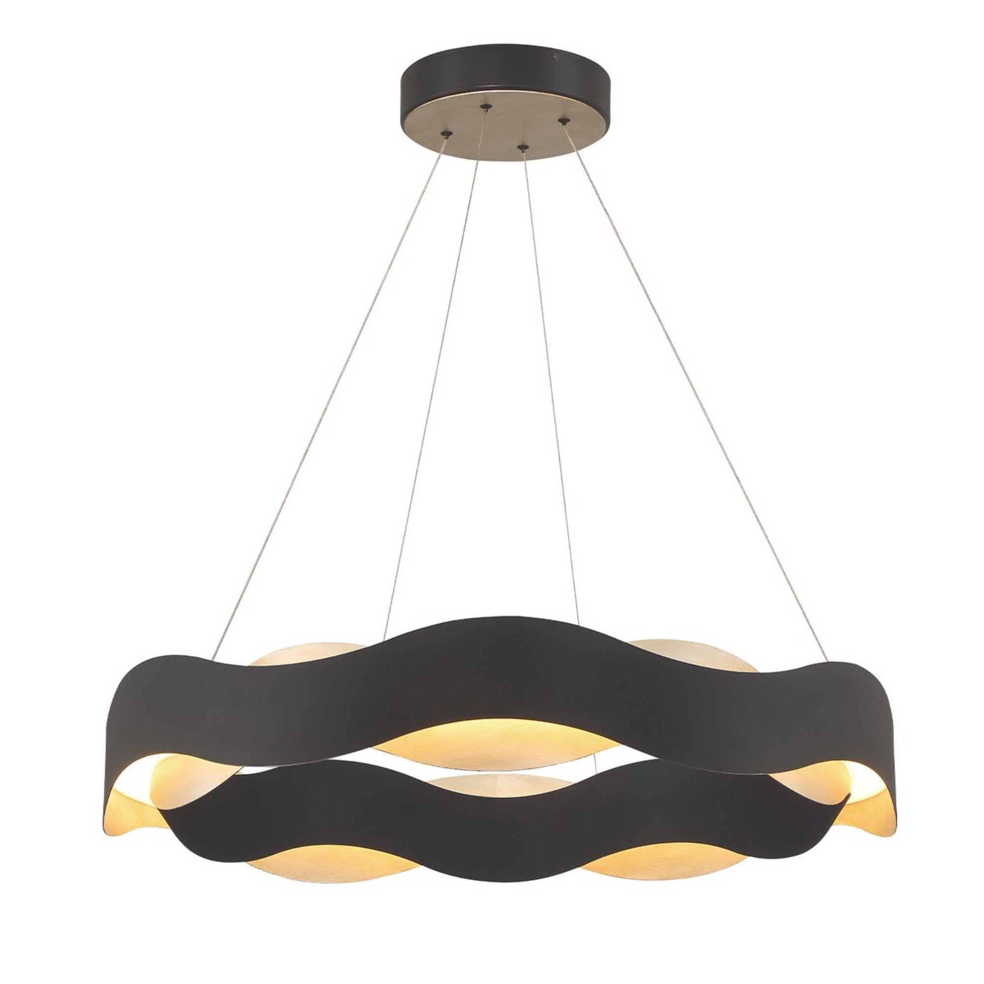 Vaughan 34" LED Chandelier, Silver & Black Finish - Bees Lighting
