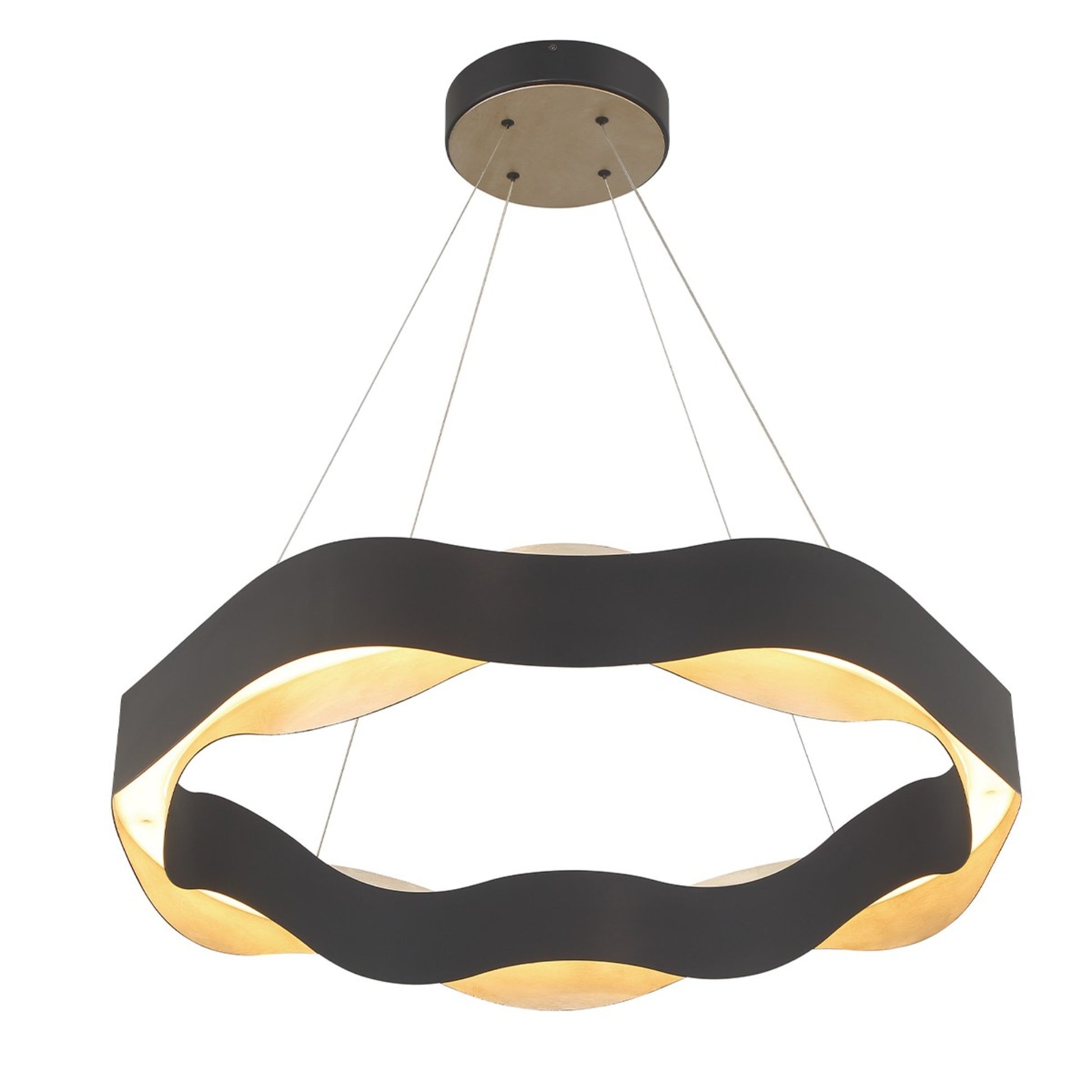 Vaughan 34" LED Chandelier, Silver & Black Finish - Bees Lighting