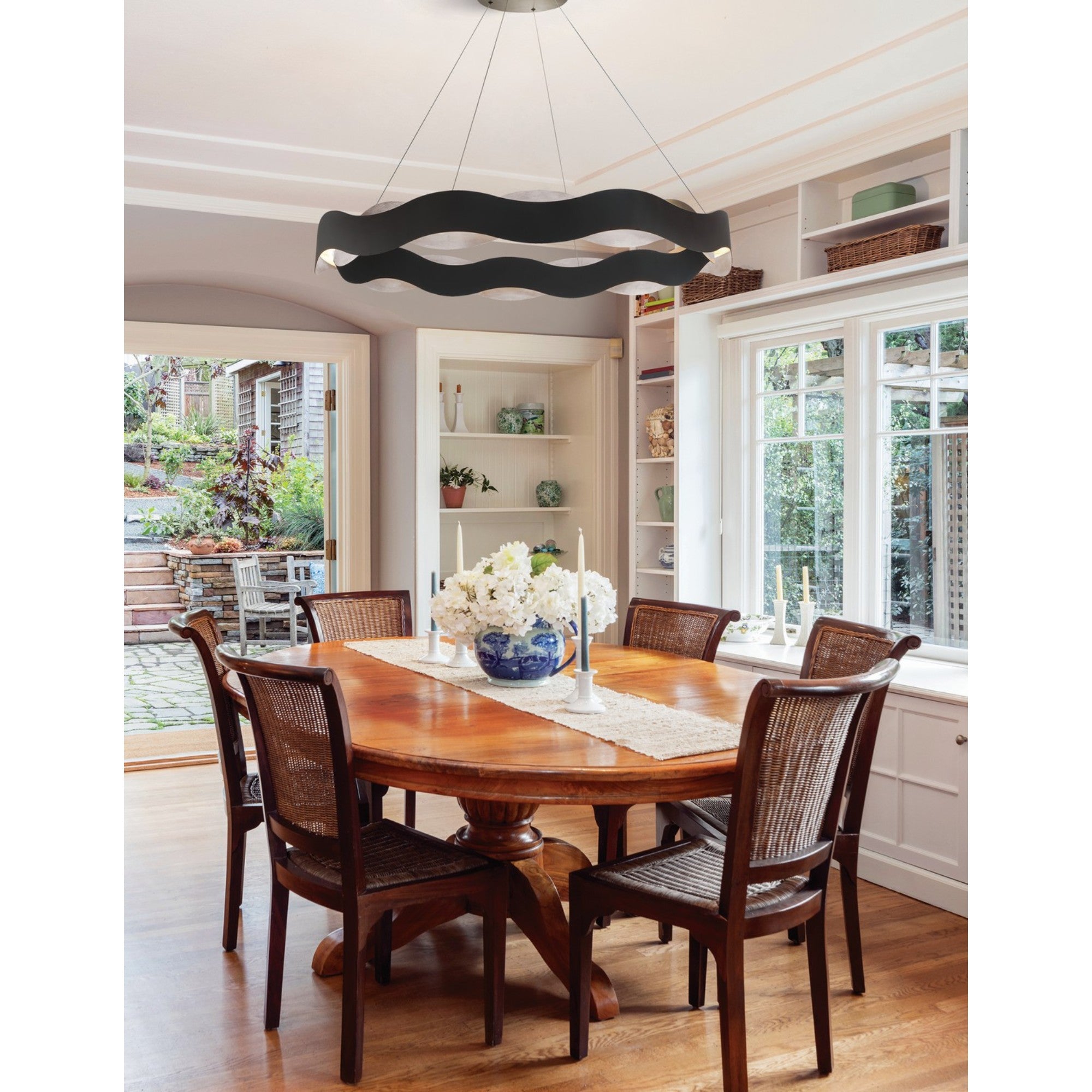 Vaughan 46" LED Chandelier, Silver & Black Finish - Bees Lighting
