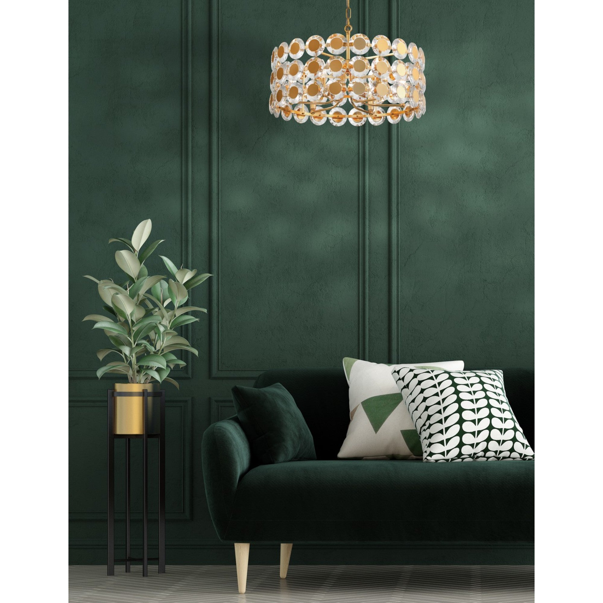 Perrene 6-Light 23" Chandelier, Gold Finish with Crystals - Bees Lighting