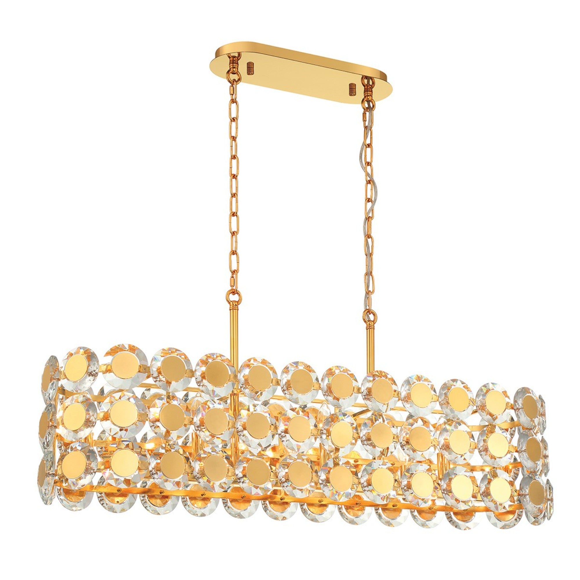 Perrene 8-Light 40" Linear Chandelier, Gold Finish with Crystals - Bees Lighting