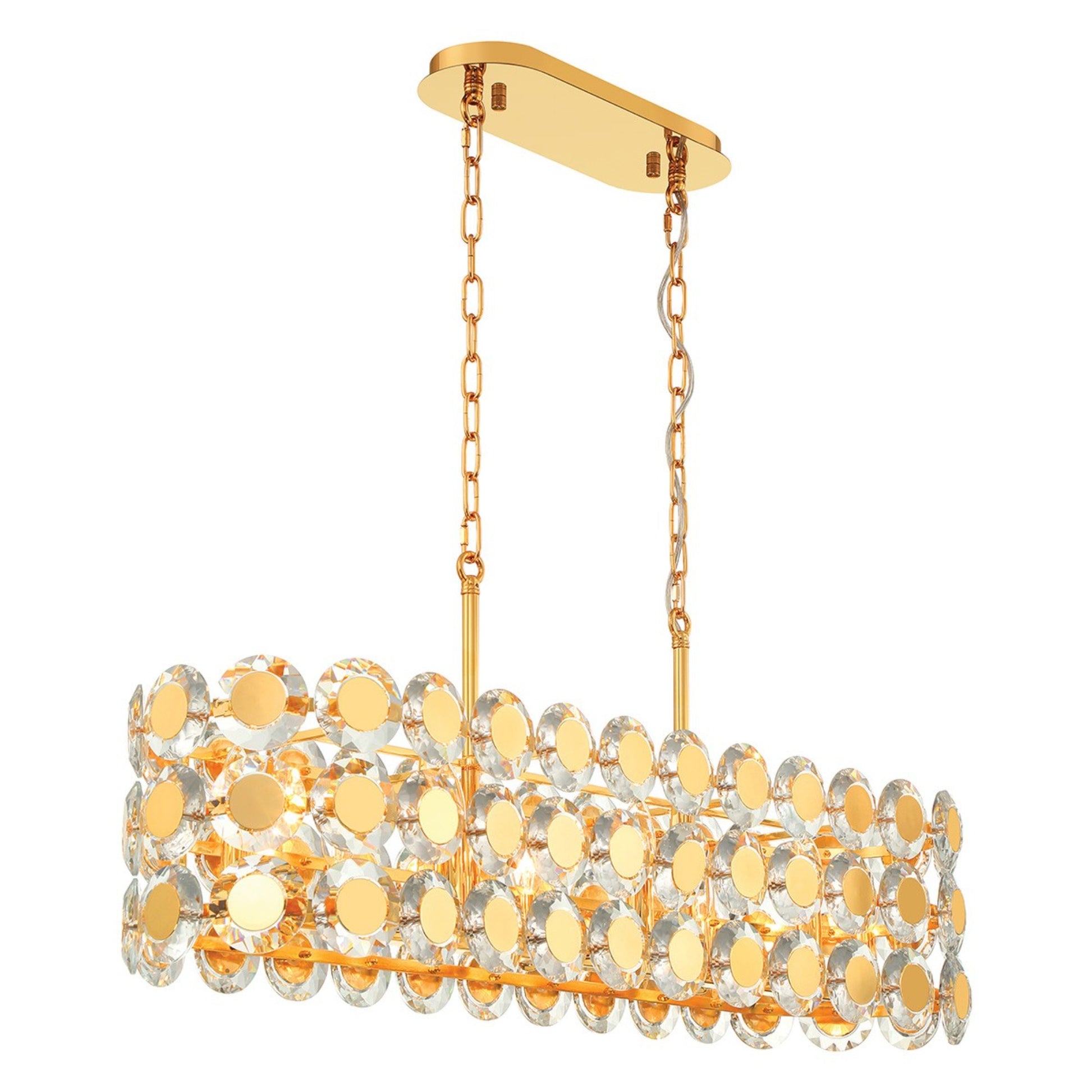 Perrene 8-Light 40" Linear Chandelier, Gold Finish with Crystals - Bees Lighting