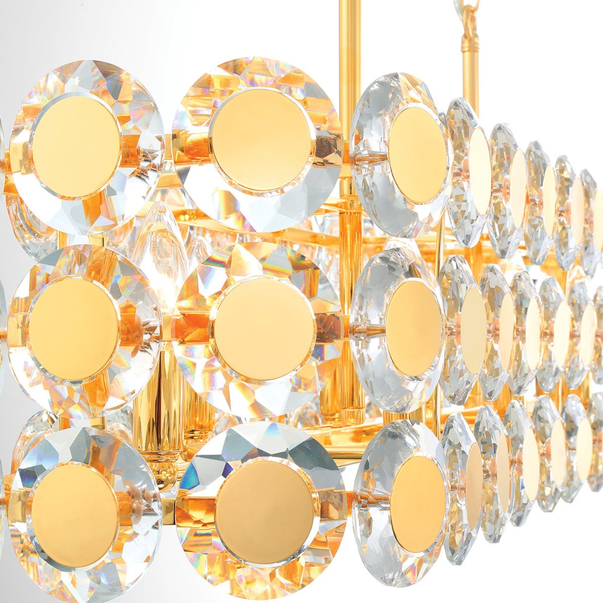 Perrene 8-Light 40" Linear Chandelier, Gold Finish with Crystals - Bees Lighting