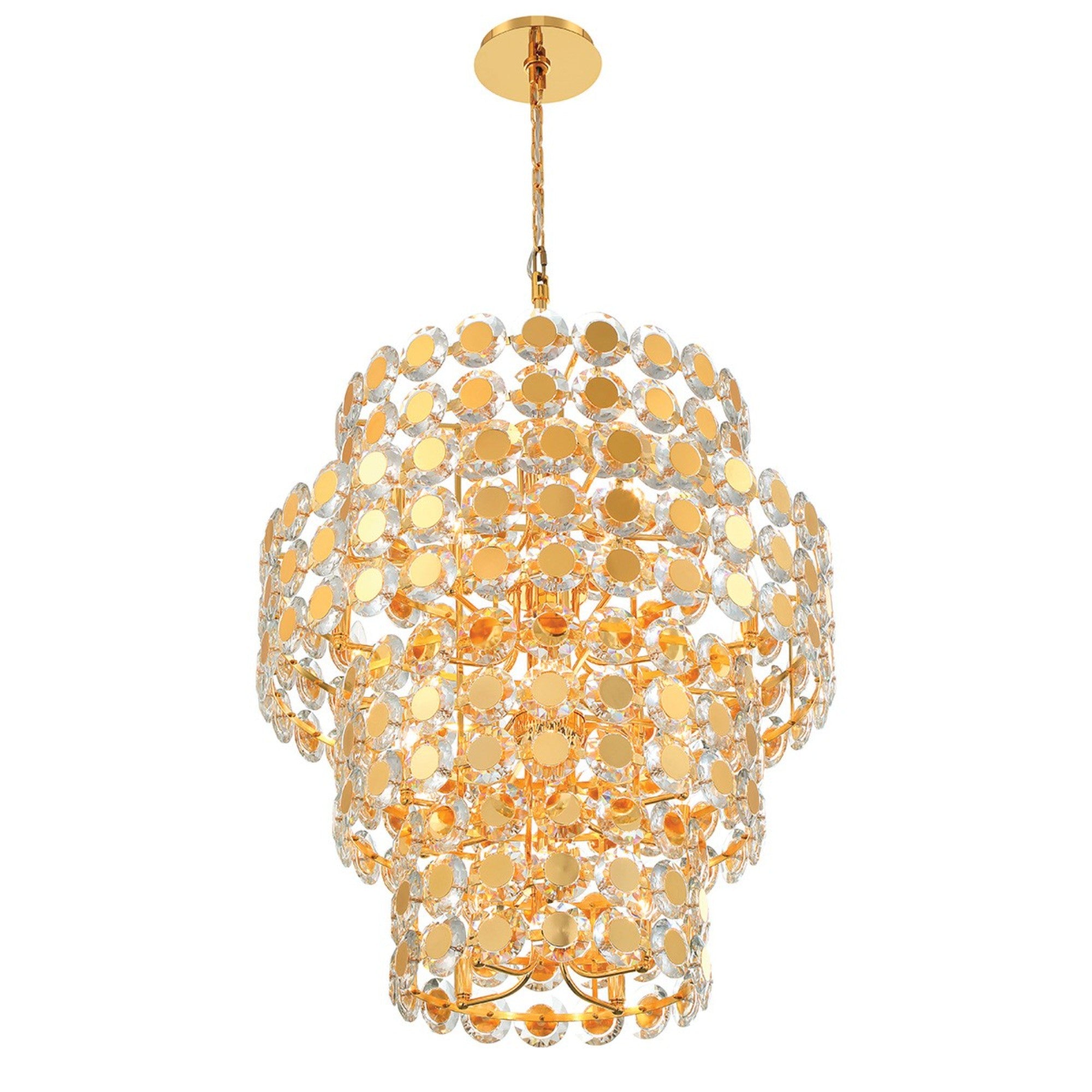 Perrene 4-Tiers 24-Light 45" Chandelier, Gold Finish with Crystals - Bees Lighting