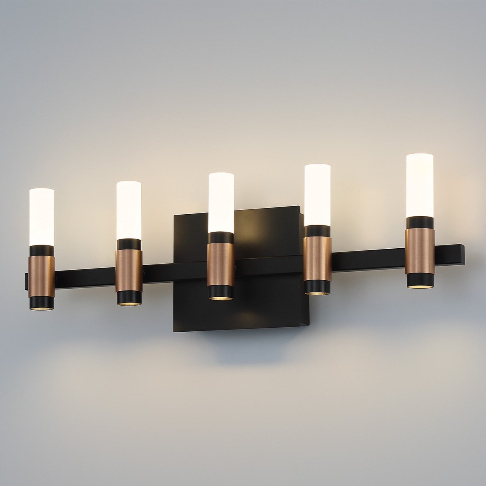 Albany 5-Light 20" LED Vanity, Black & Brass Finish - Bees Lighting