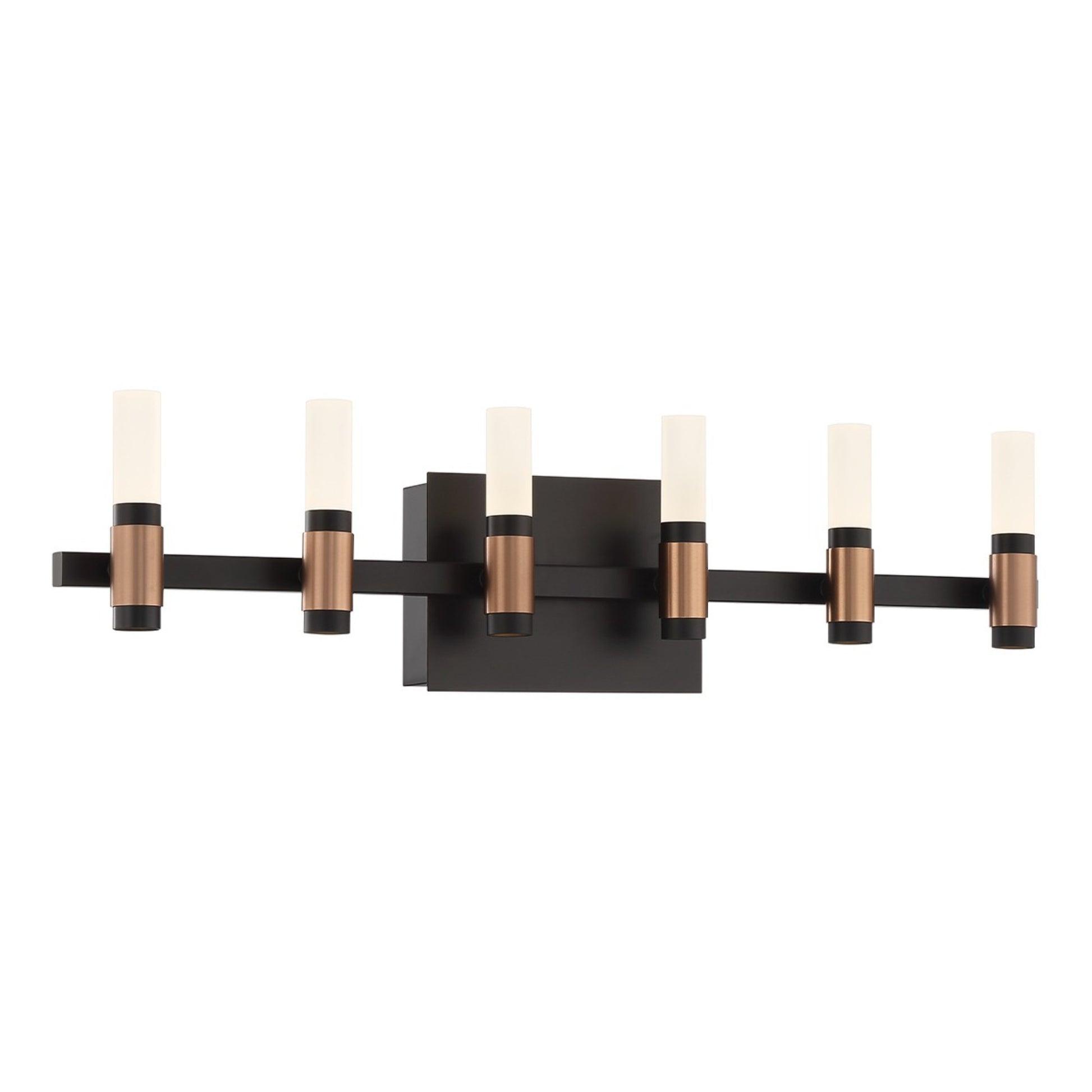 Albany 6-Light 27" LED Vanity, Black & Brass Finish - Bees Lighting
