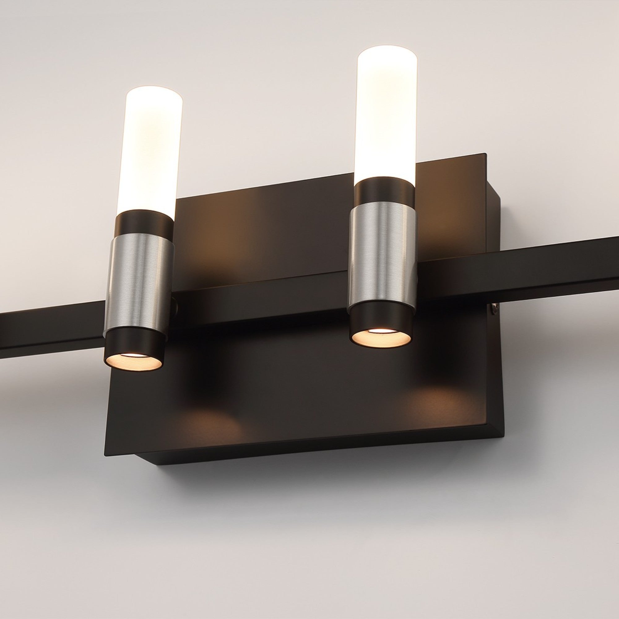 Albany 6-Light 27" LED Vanity, Silver & Black Finish - Bees Lighting