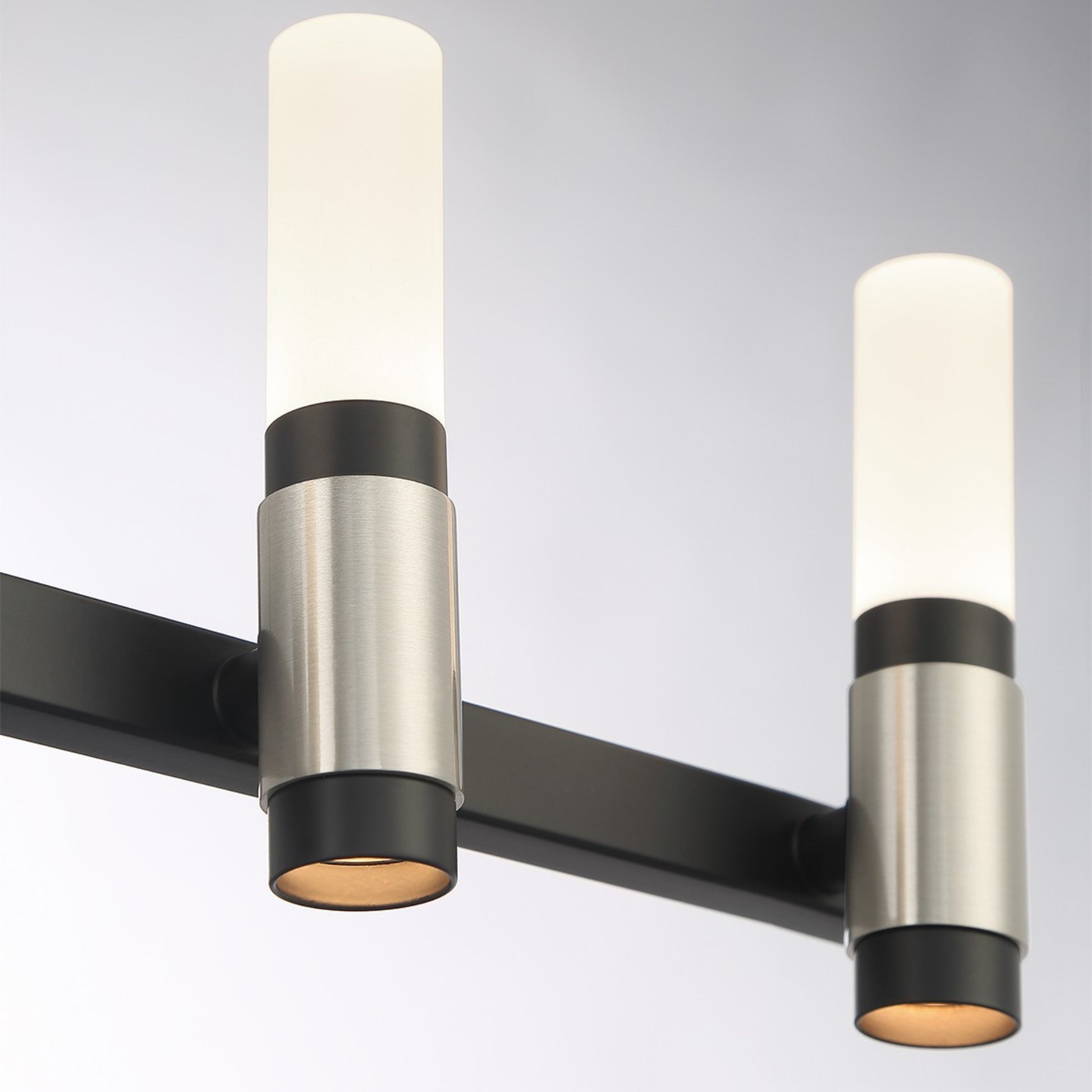 Albany 6-Light 27" LED Vanity, Silver & Black Finish - Bees Lighting