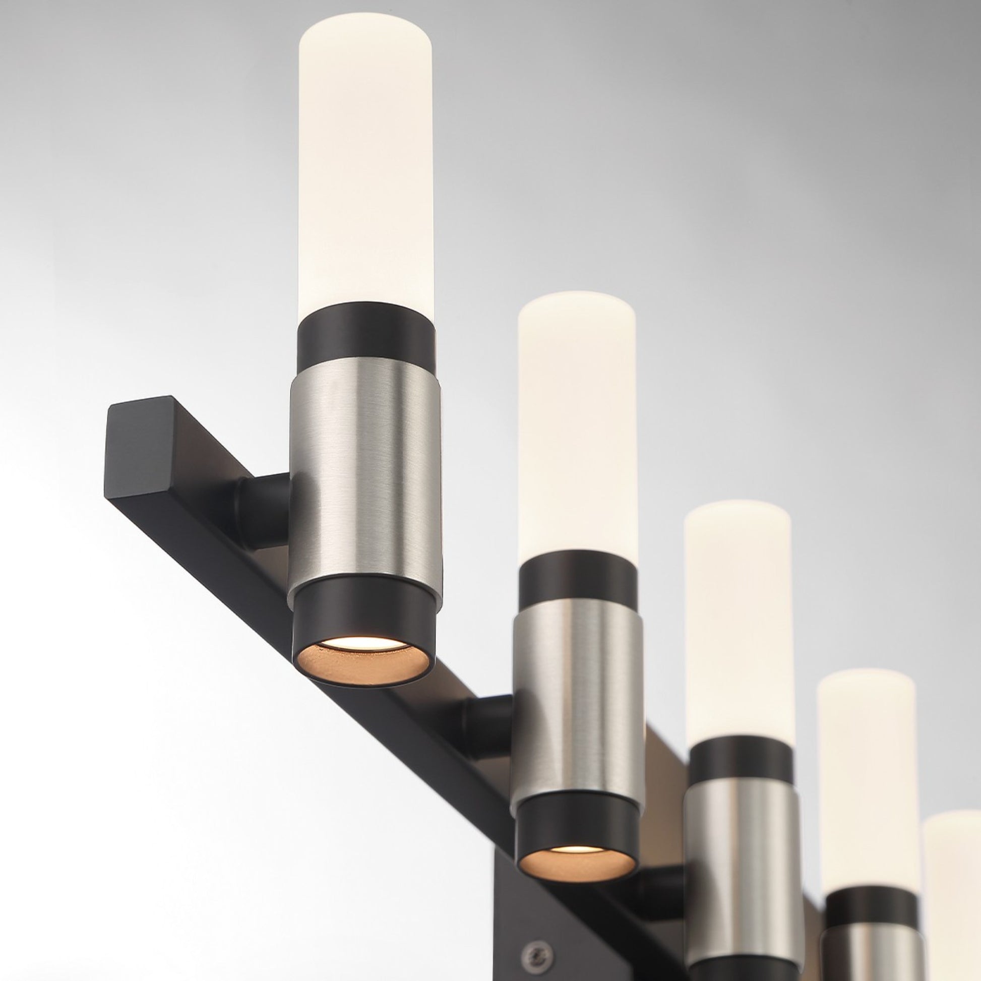 Albany 7-Light 32" LED Vanity, Silver & Black Finish - Bees Lighting