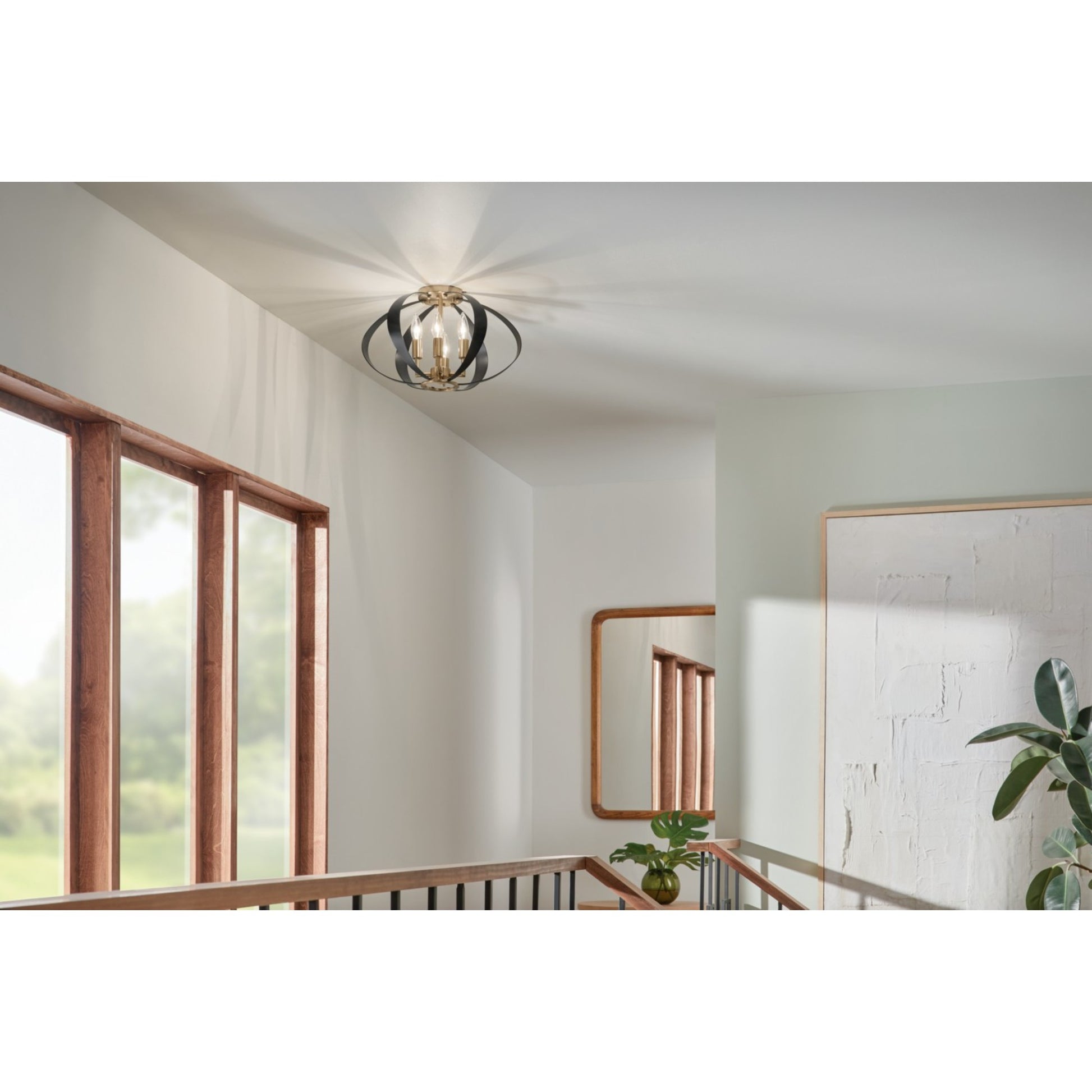 Cecil 18" 4-Light Flush Mount, Champagne Bronze & Black Finish - Bees Lighting
