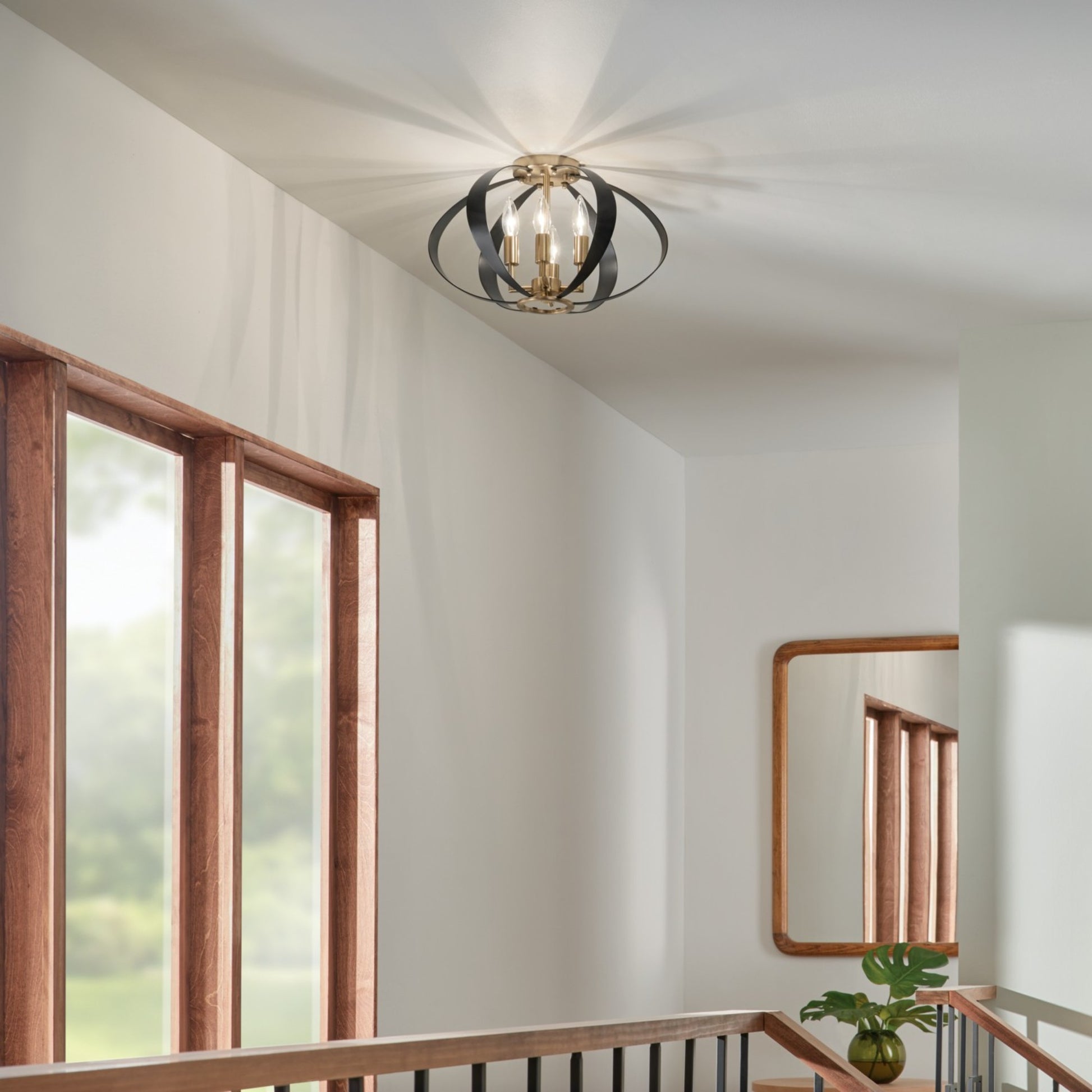 Cecil 18" 4-Light Flush Mount, Champagne Bronze & Black Finish - Bees Lighting