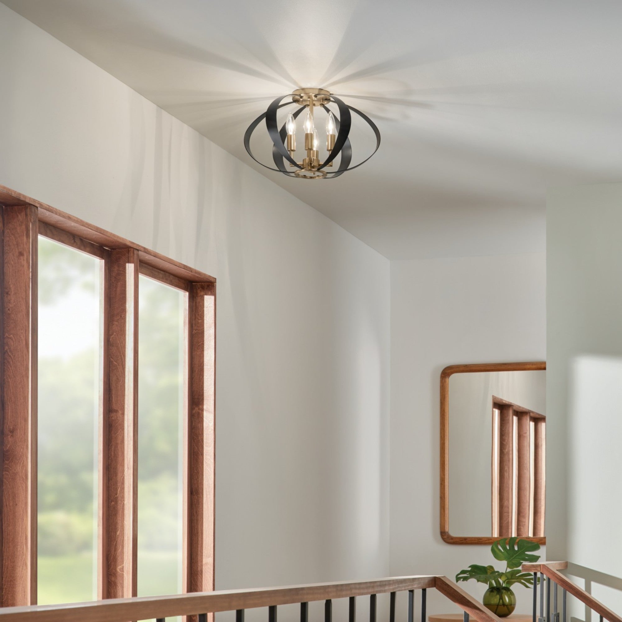Cecil 18" 4-Light Flush Mount, Champagne Bronze & Black Finish - Bees Lighting