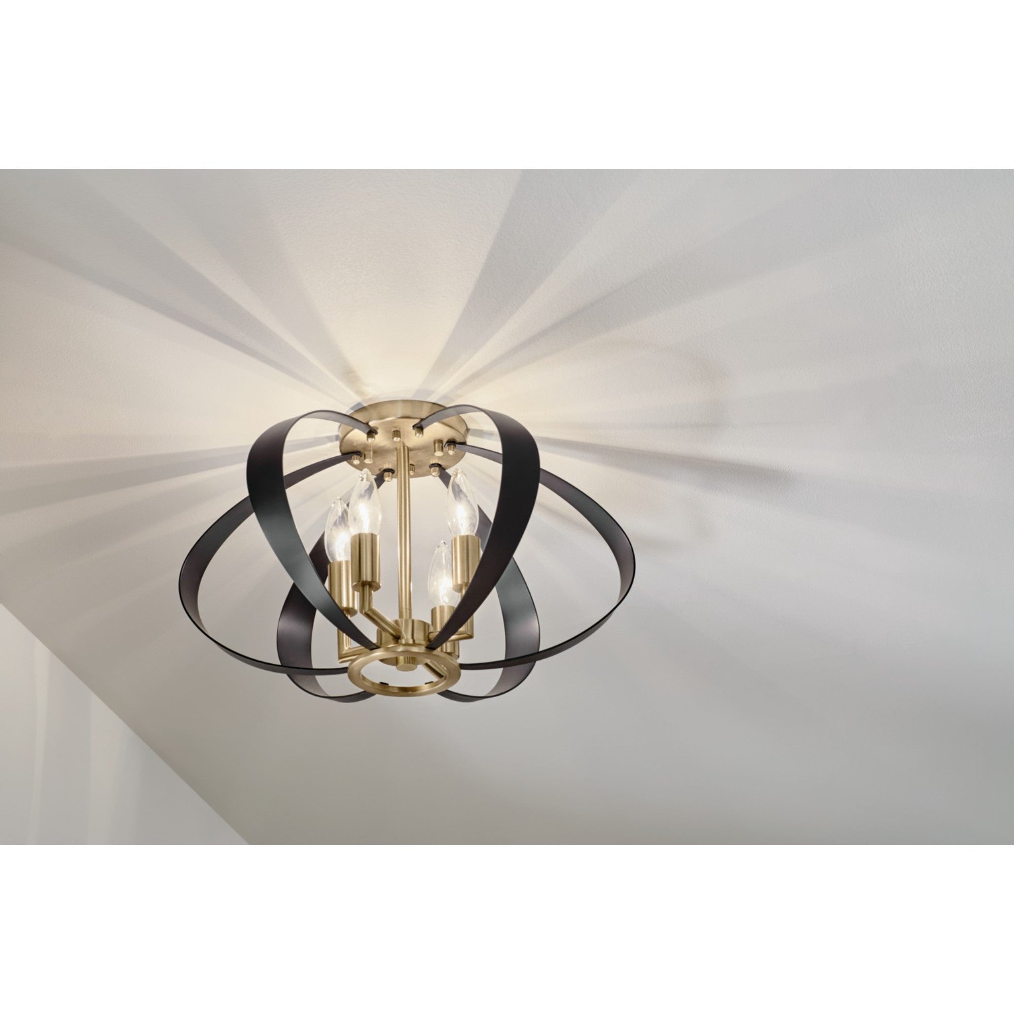 Cecil 18" 4-Light Flush Mount, Champagne Bronze & Black Finish - Bees Lighting
