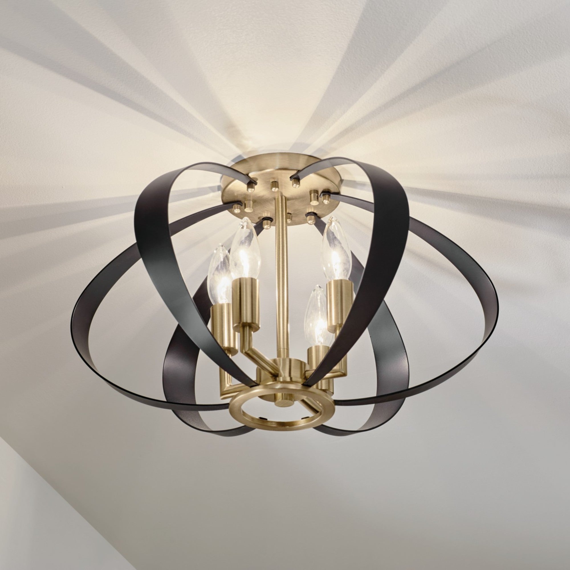 Cecil 18" 4-Light Flush Mount, Champagne Bronze & Black Finish - Bees Lighting