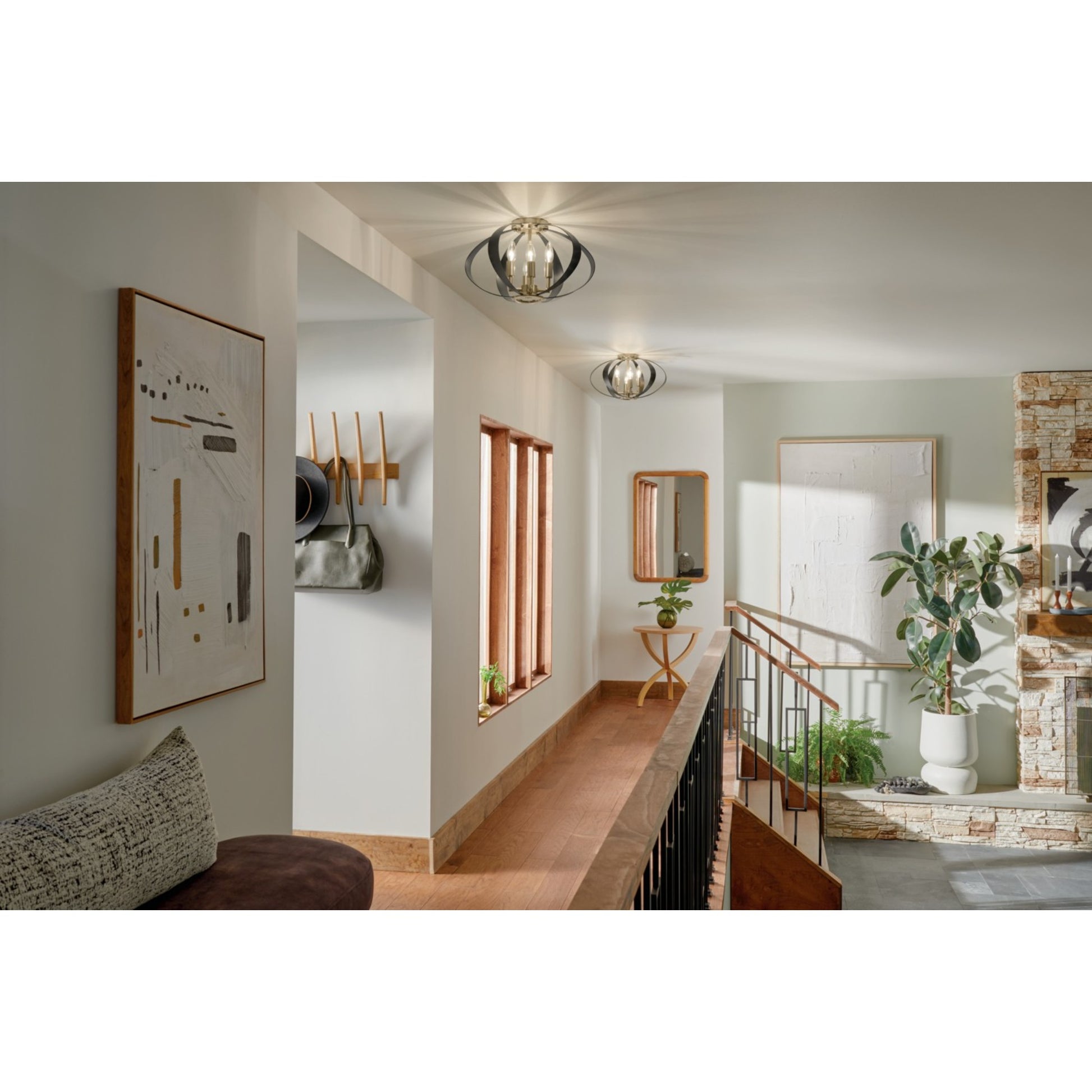 Cecil 18" 4-Light Flush Mount, Champagne Bronze & Black Finish - Bees Lighting