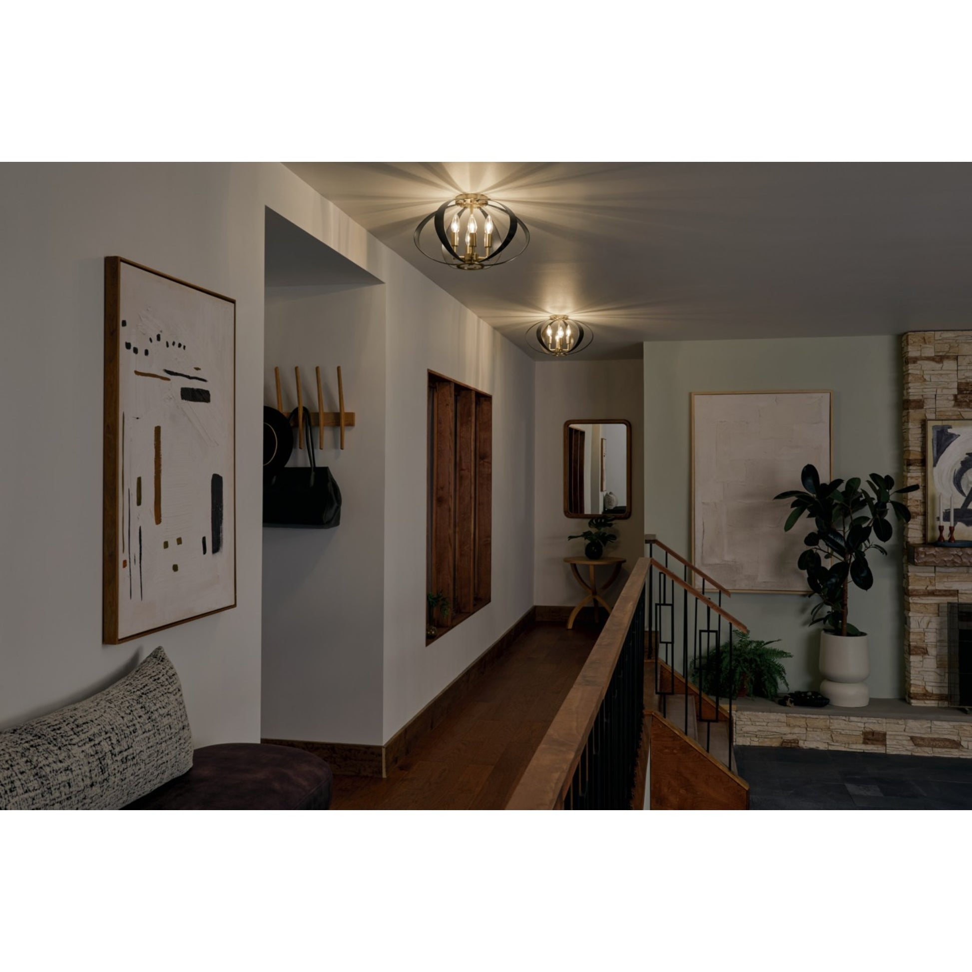 Cecil 18" 4-Light Flush Mount, Champagne Bronze & Black Finish - Bees Lighting