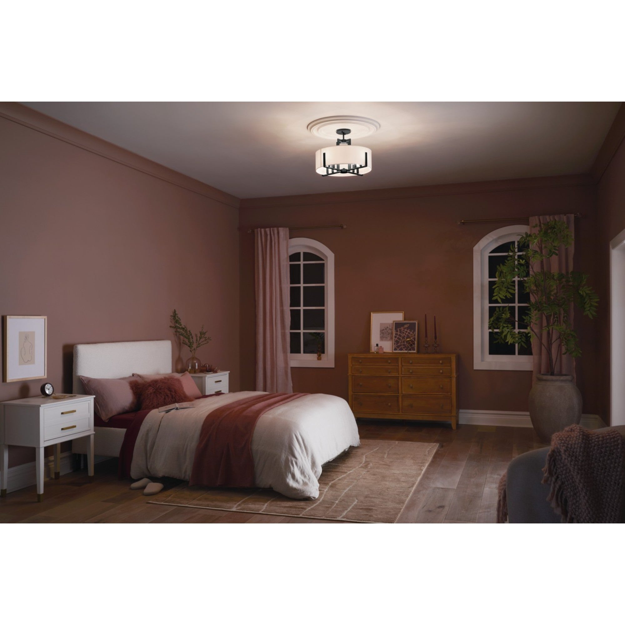 Malen 20" 8-Light Convertible Pendant, Black Finish - Bees Lighting
