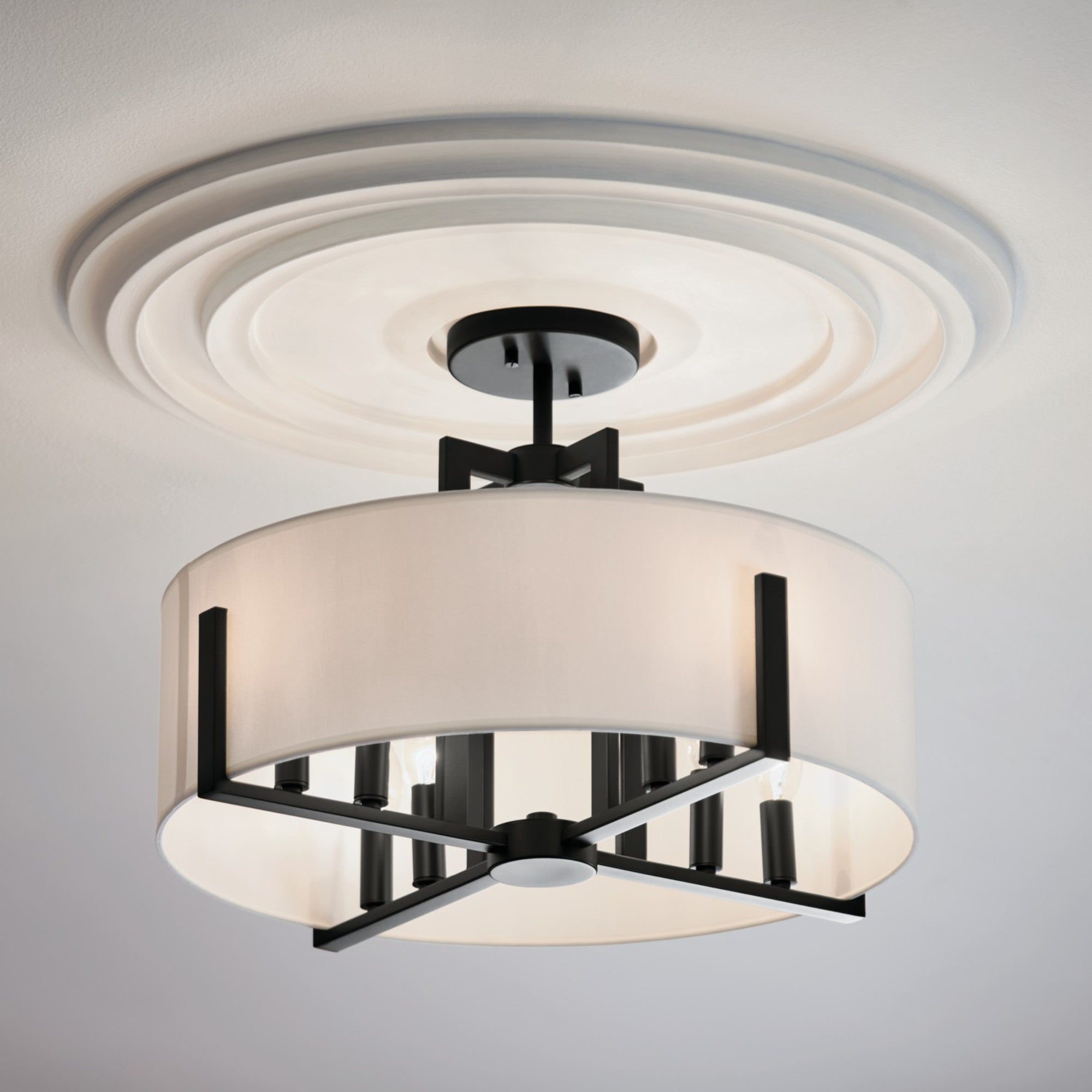 Malen 20" 8-Light Convertible Pendant, Black Finish - Bees Lighting