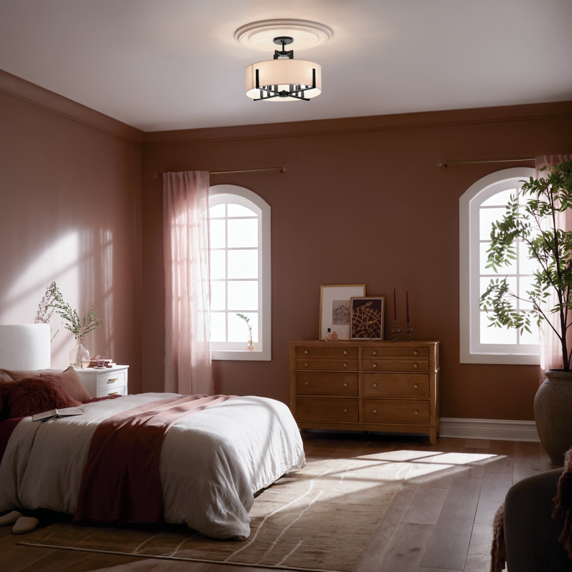 Malen 20" 8-Light Convertible Pendant, Black Finish - Bees Lighting