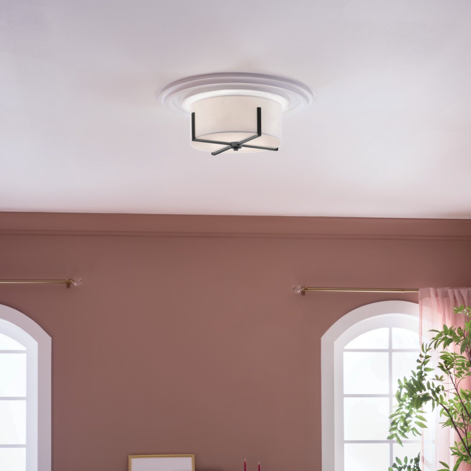 Malen 16" 2-Light Flush Mount, Black Finish - Bees Lighting