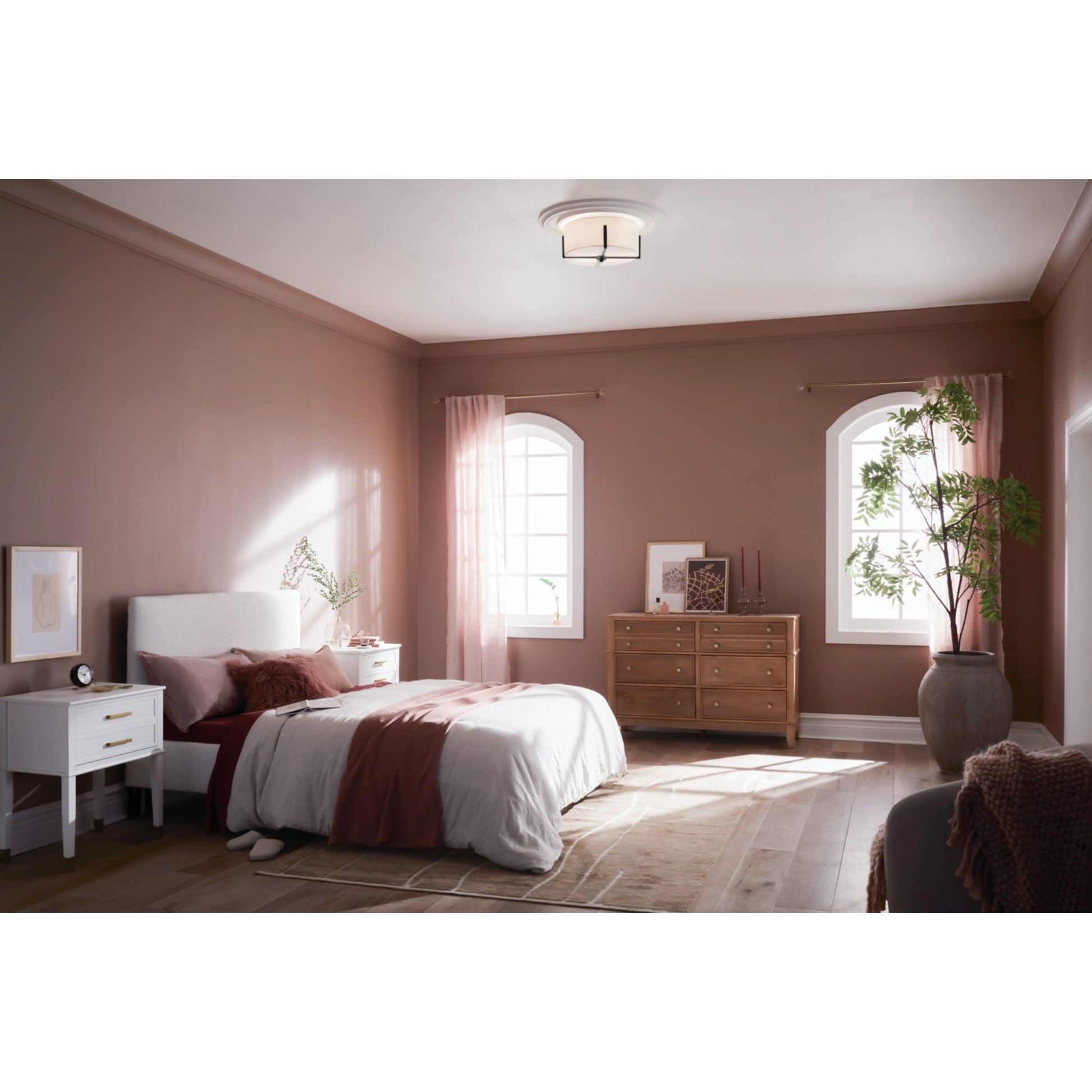Malen 16" 2-Light Flush Mount, Black Finish - Bees Lighting