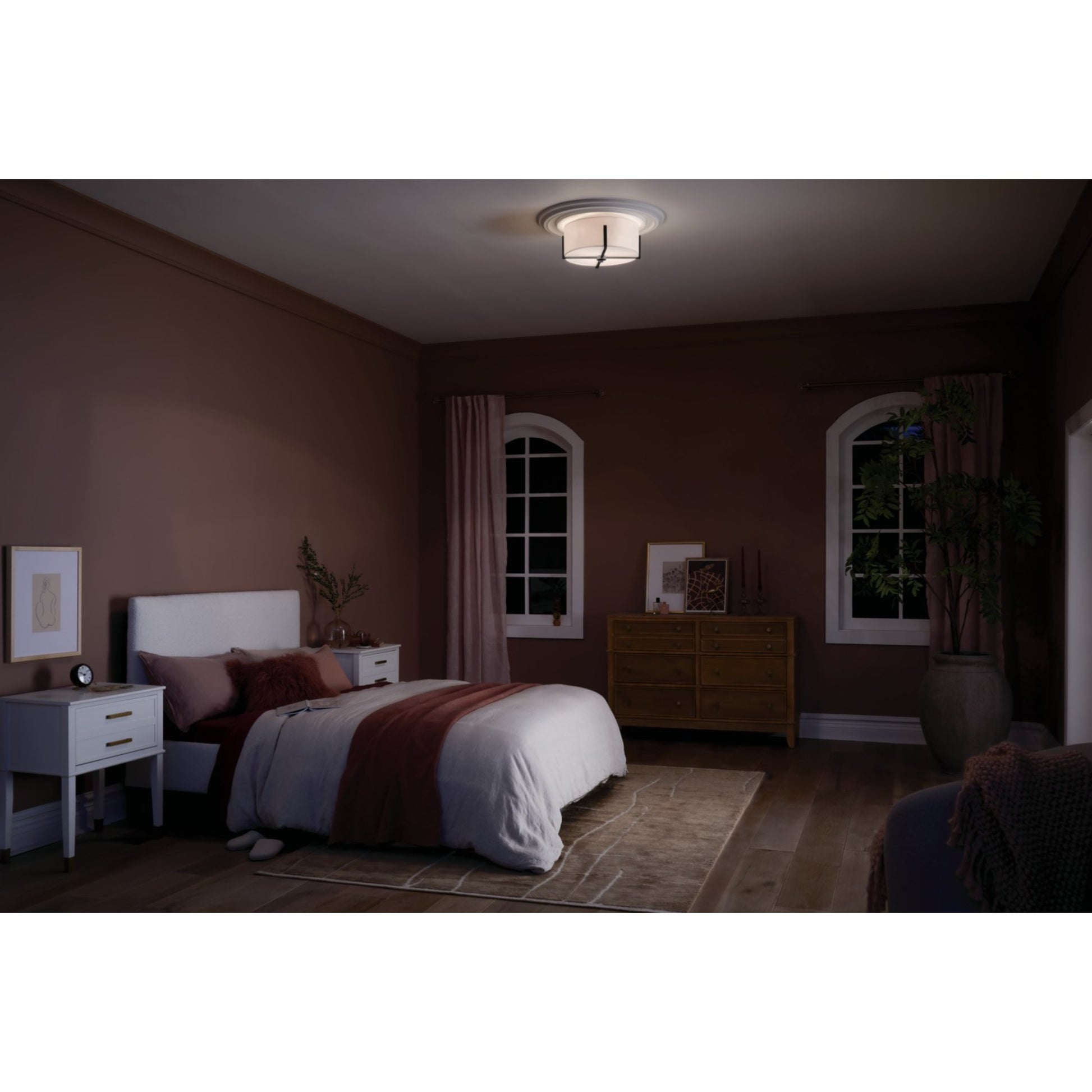 Malen 16" 2-Light Flush Mount, Black Finish - Bees Lighting