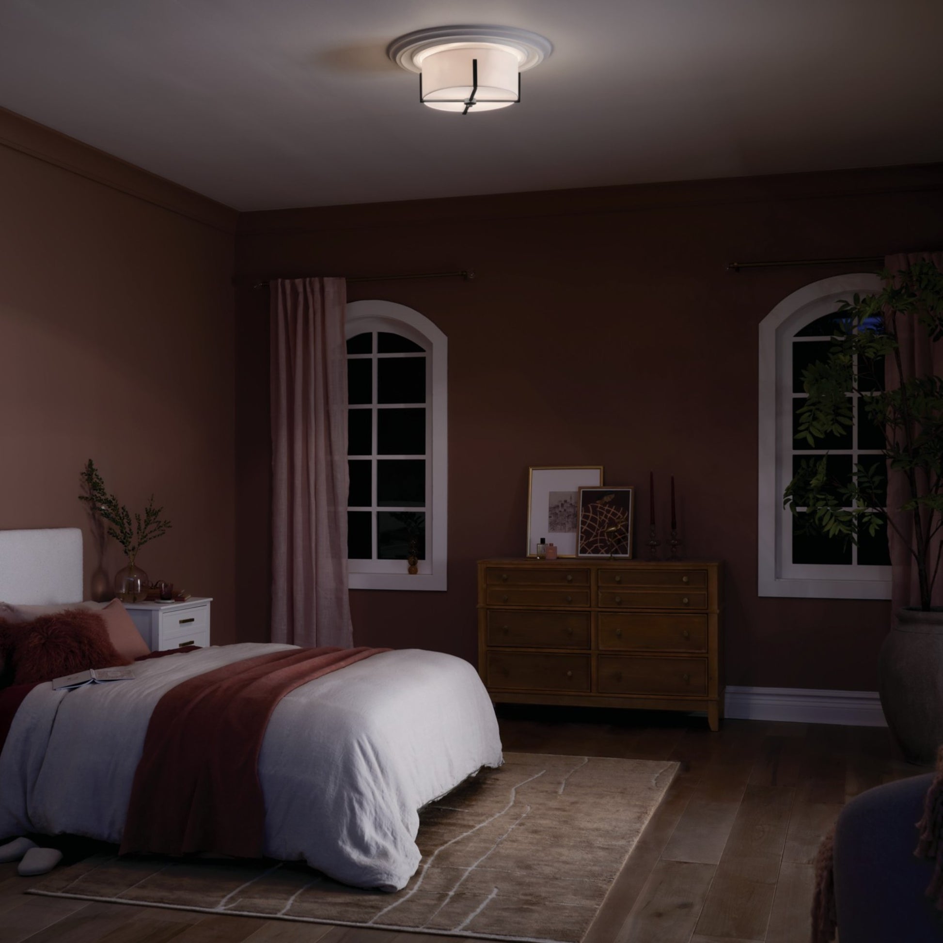 Malen 16" 2-Light Flush Mount, Black Finish - Bees Lighting