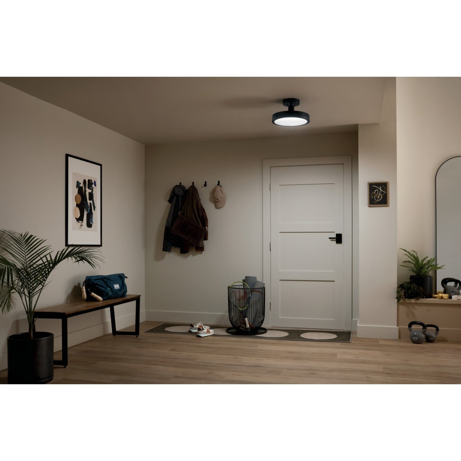Riu 14" LED Semi-Flush Mount, Black Finish - Bees Lighting