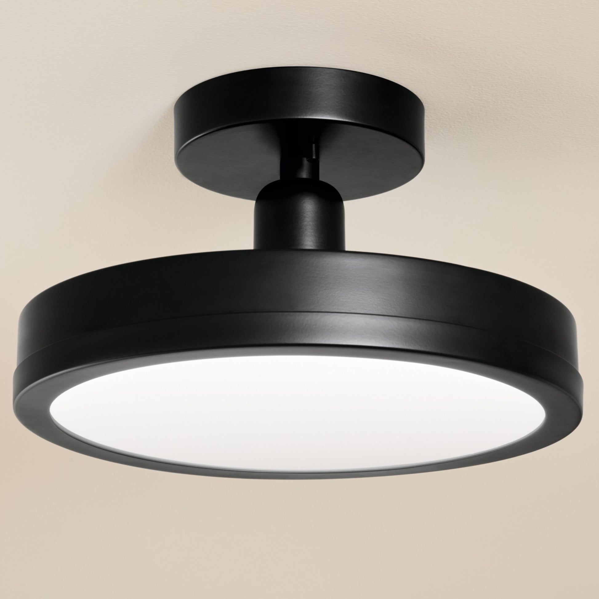 Riu 14" LED Semi-Flush Mount, Black Finish - Bees Lighting