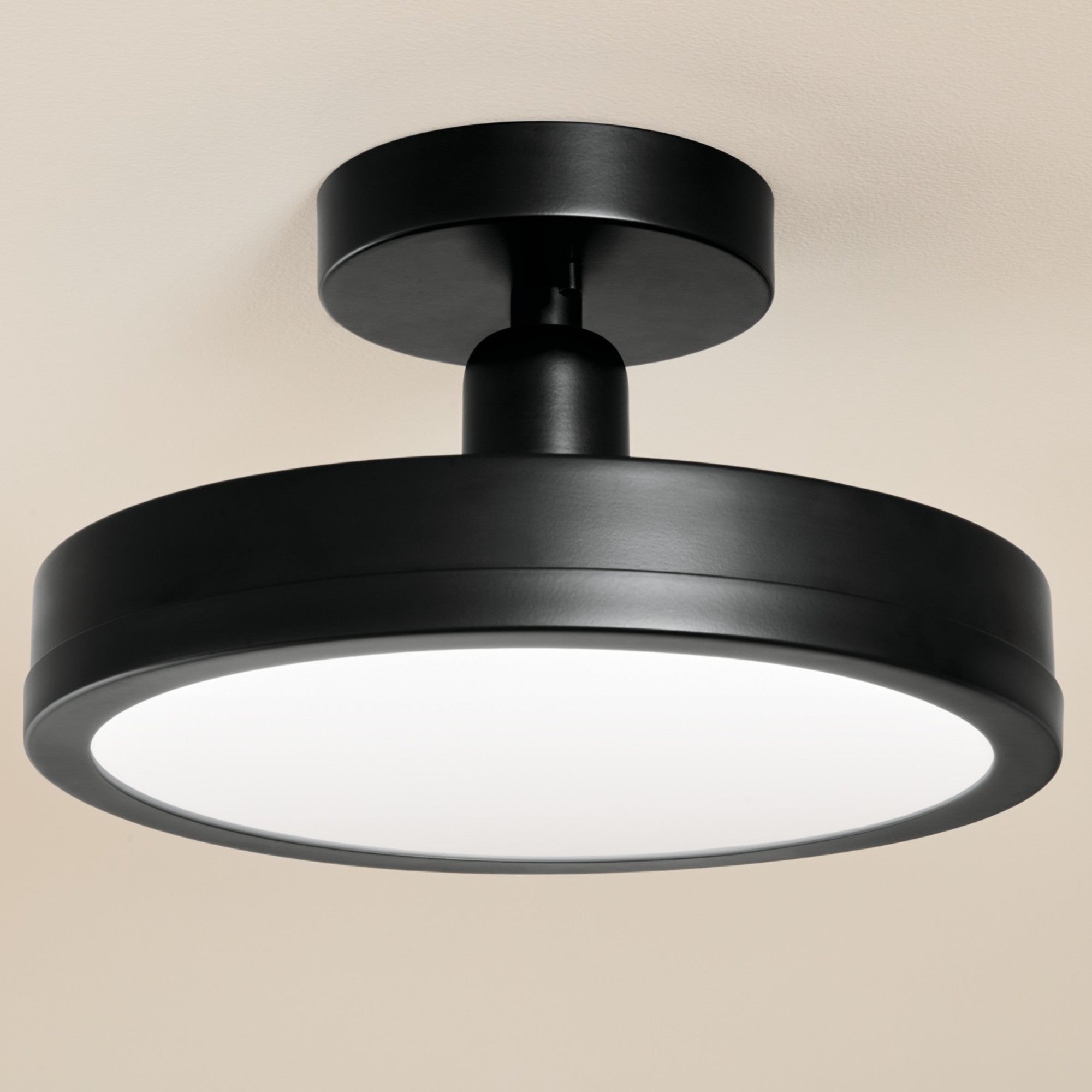 Riu 14" LED Semi-Flush Mount, Black Finish - Bees Lighting