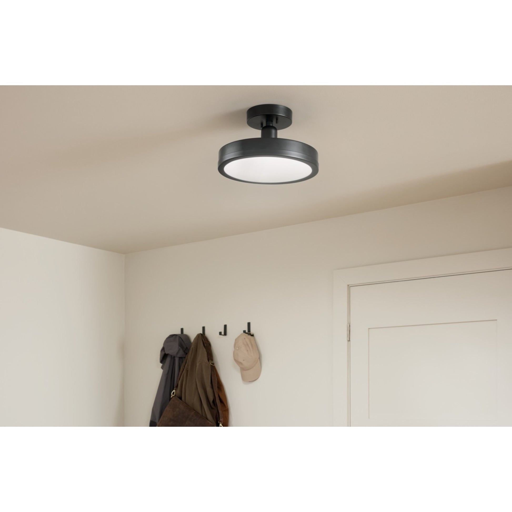 Riu 14" LED Semi-Flush Mount, Black Finish - Bees Lighting