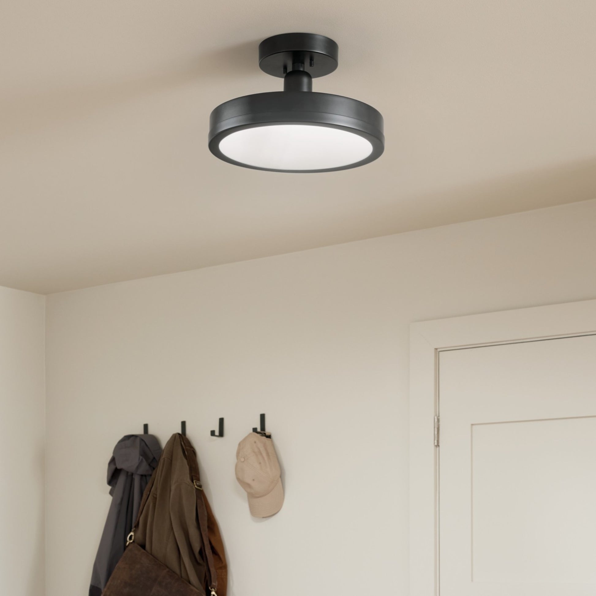 Riu 14" LED Semi-Flush Mount, Black Finish - Bees Lighting