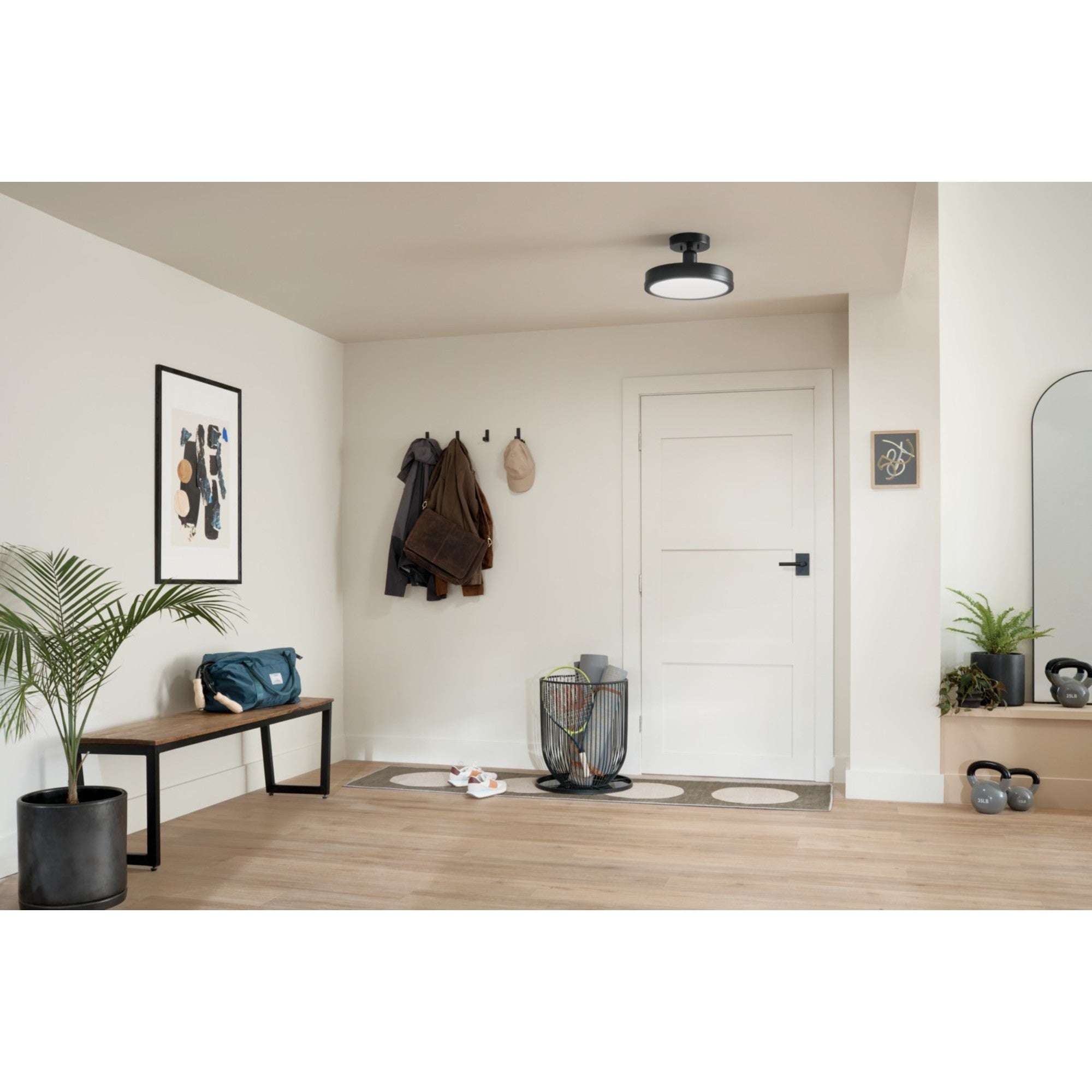 Riu 14" LED Semi-Flush Mount, Black Finish - Bees Lighting