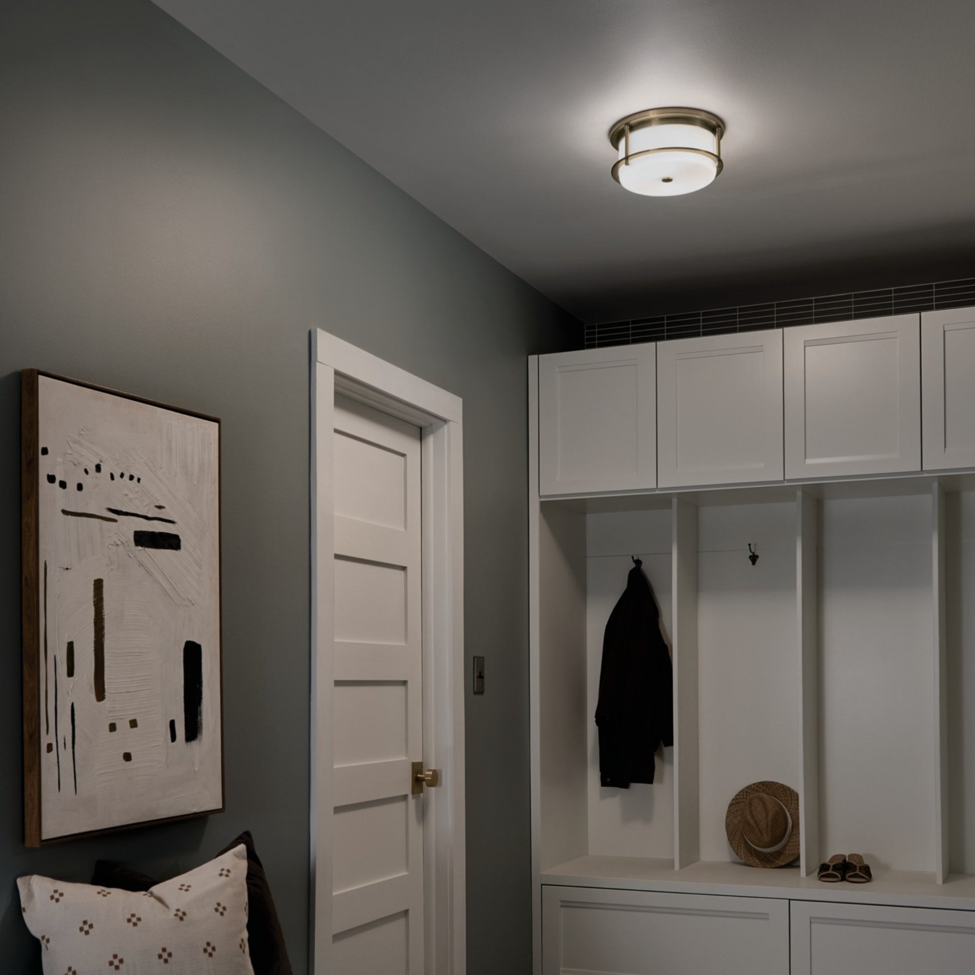 Brit 12" 2-Light Flush Mount, Champagne Bronze Finish - Bees Lighting