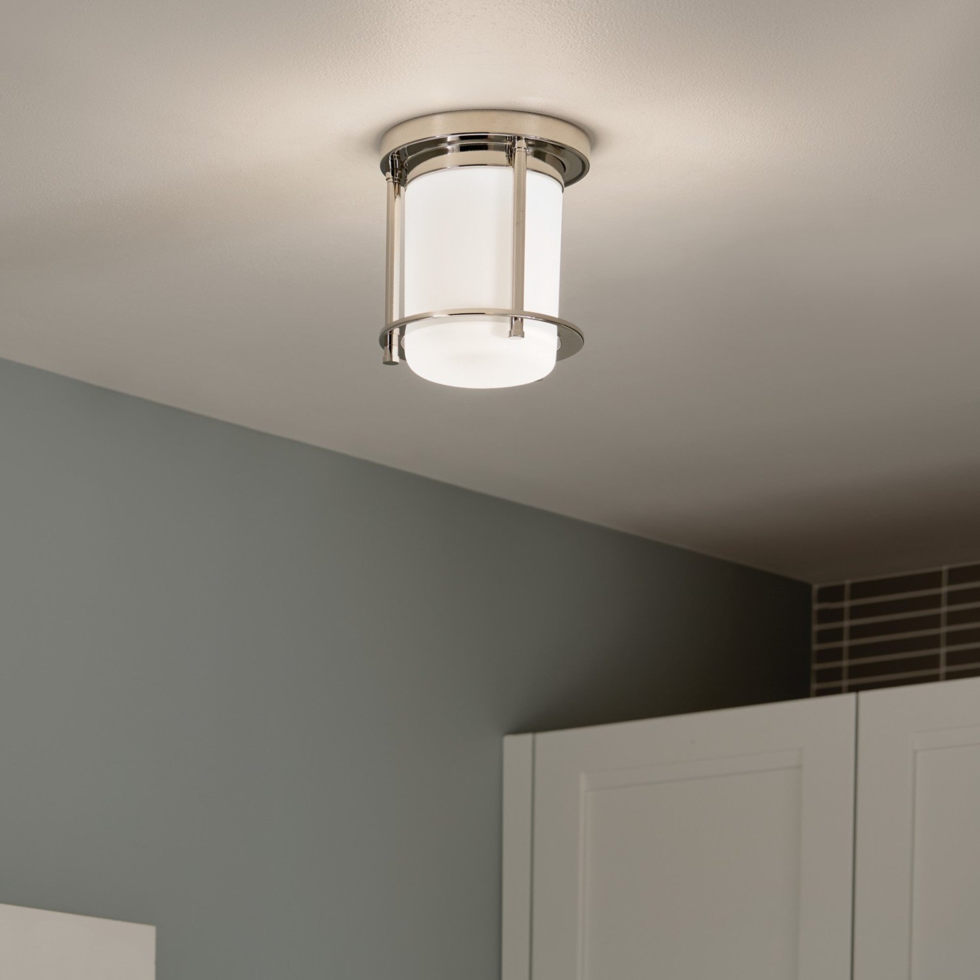 Brit 7" Flush Mount, Polished Nickel Finish - Bees Lighting