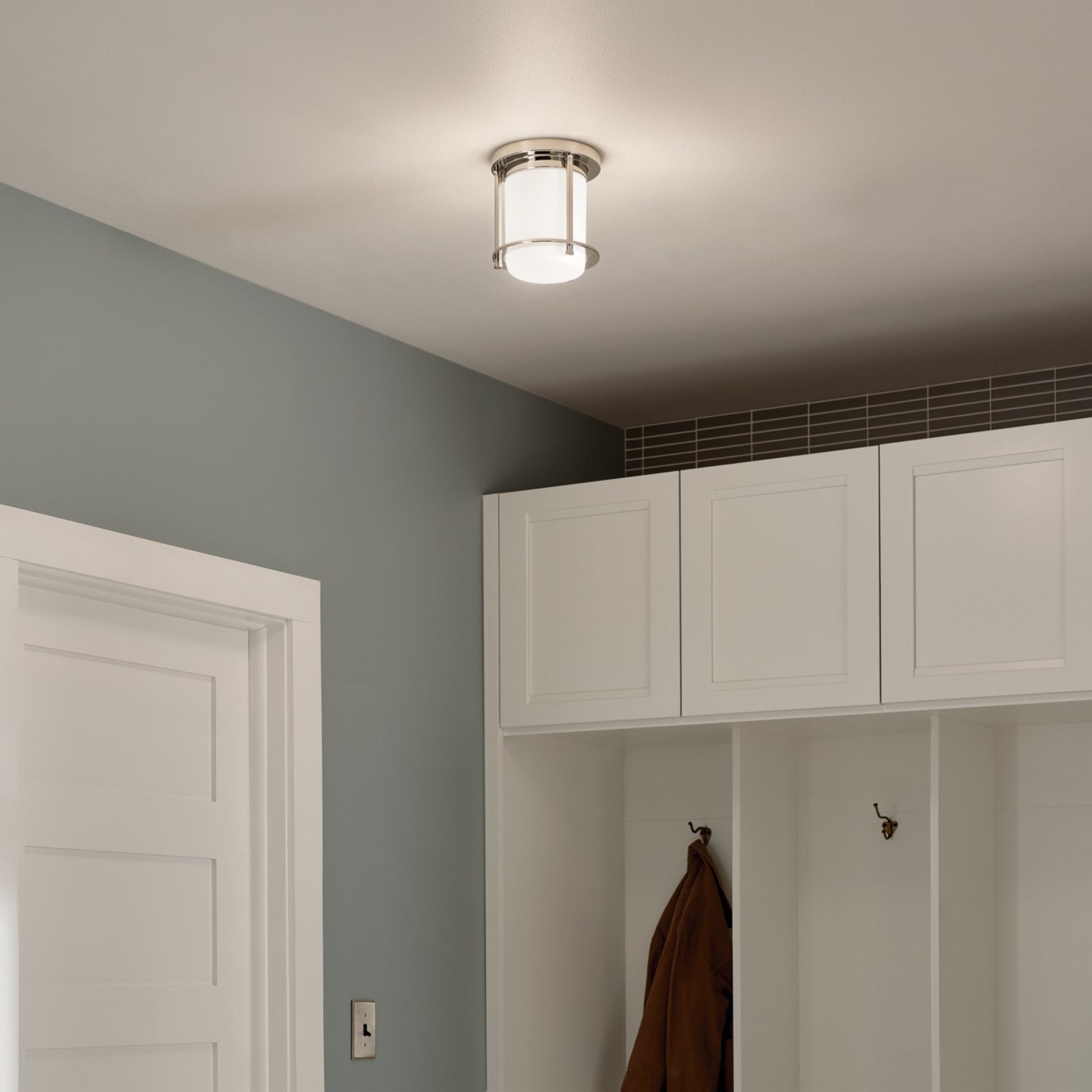 Brit 7" Flush Mount, Polished Nickel Finish - Bees Lighting