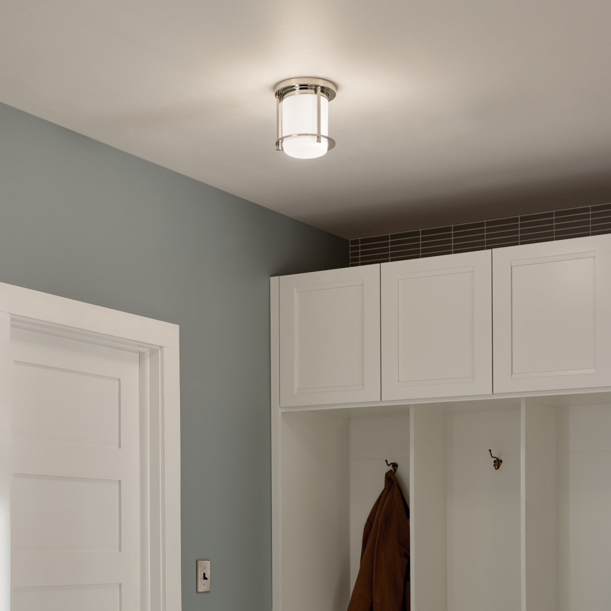 Brit 7" Flush Mount, Polished Nickel Finish - Bees Lighting