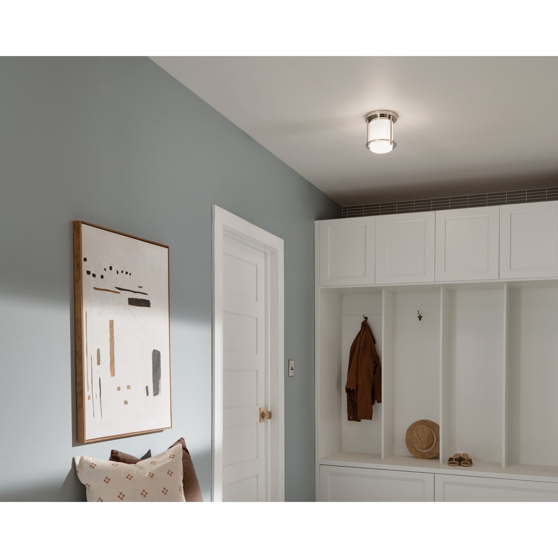 Brit 7" Flush Mount, Polished Nickel Finish - Bees Lighting